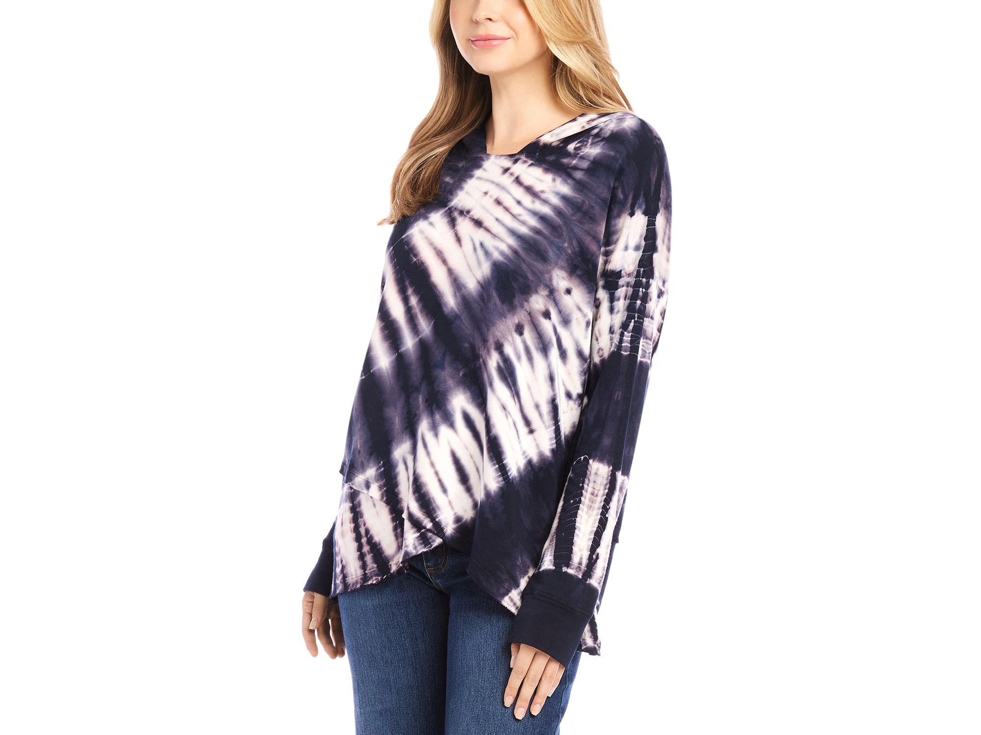 Tie Dyed Asymmetric Hem Hoodie Top — Image 3