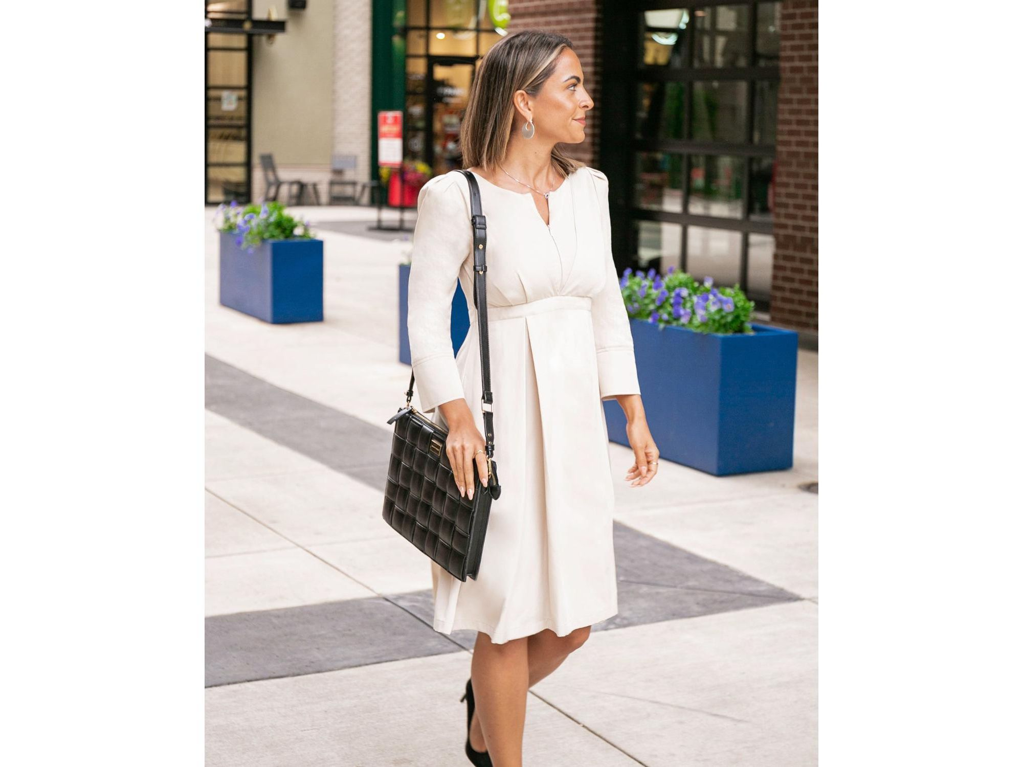 Women's Empire Waist Maternity & Nursing Midi Tea Dress in TENCEL (Regular & Petite) — Image 3