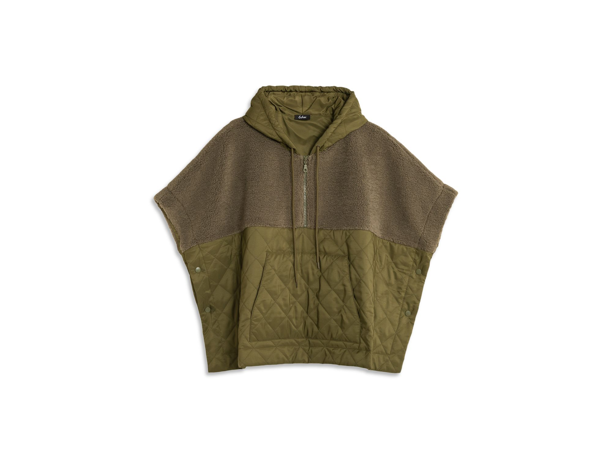 Combo Quilted Hooded Poncho - Image 1