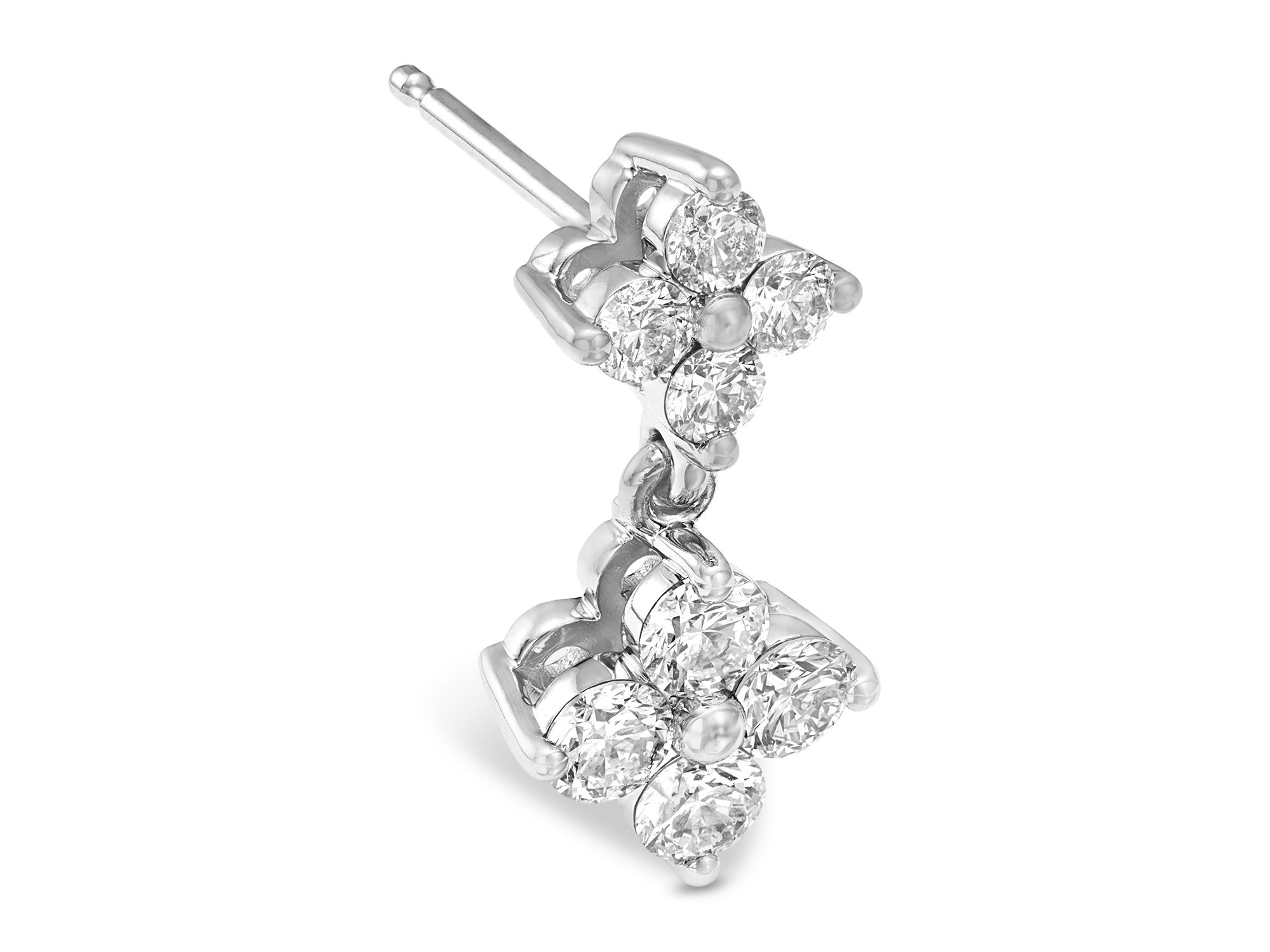 Diamond Double Tier Drop Earrings in 14K White Gold, 1.5 tcw — Image 3