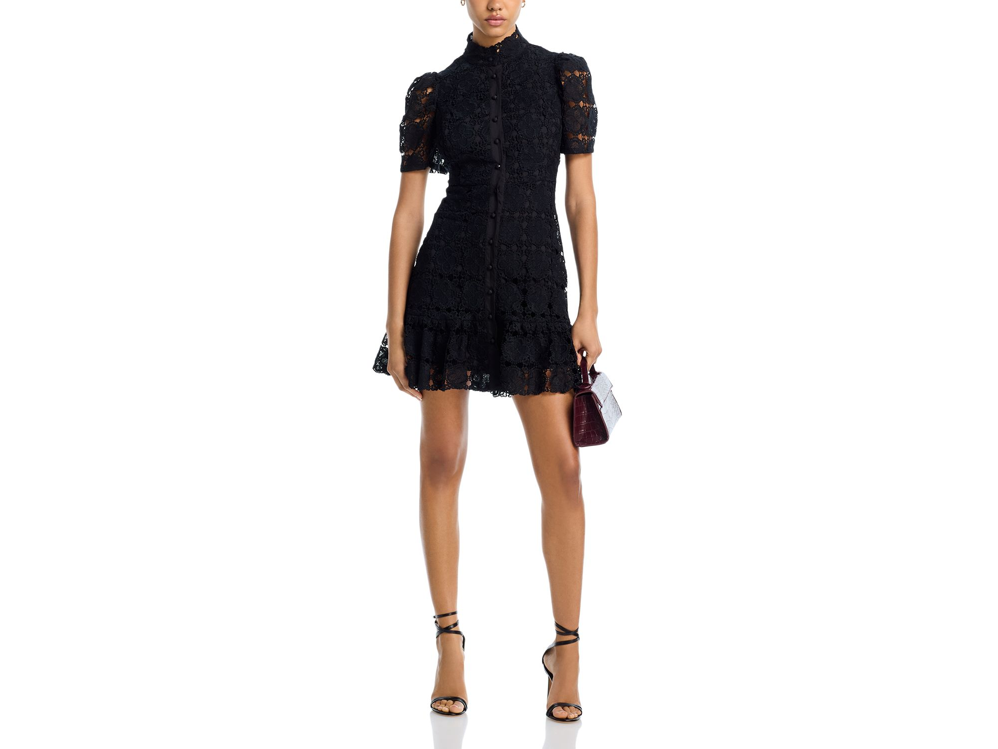 Floral Lace Mock Neck Mini Dress -Exclusive — Image 5