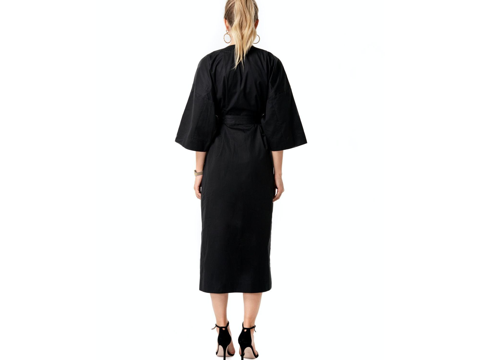 Amaterasu Tie Belt Maternity/Nursing Wrap Midi Dress — Image 3
