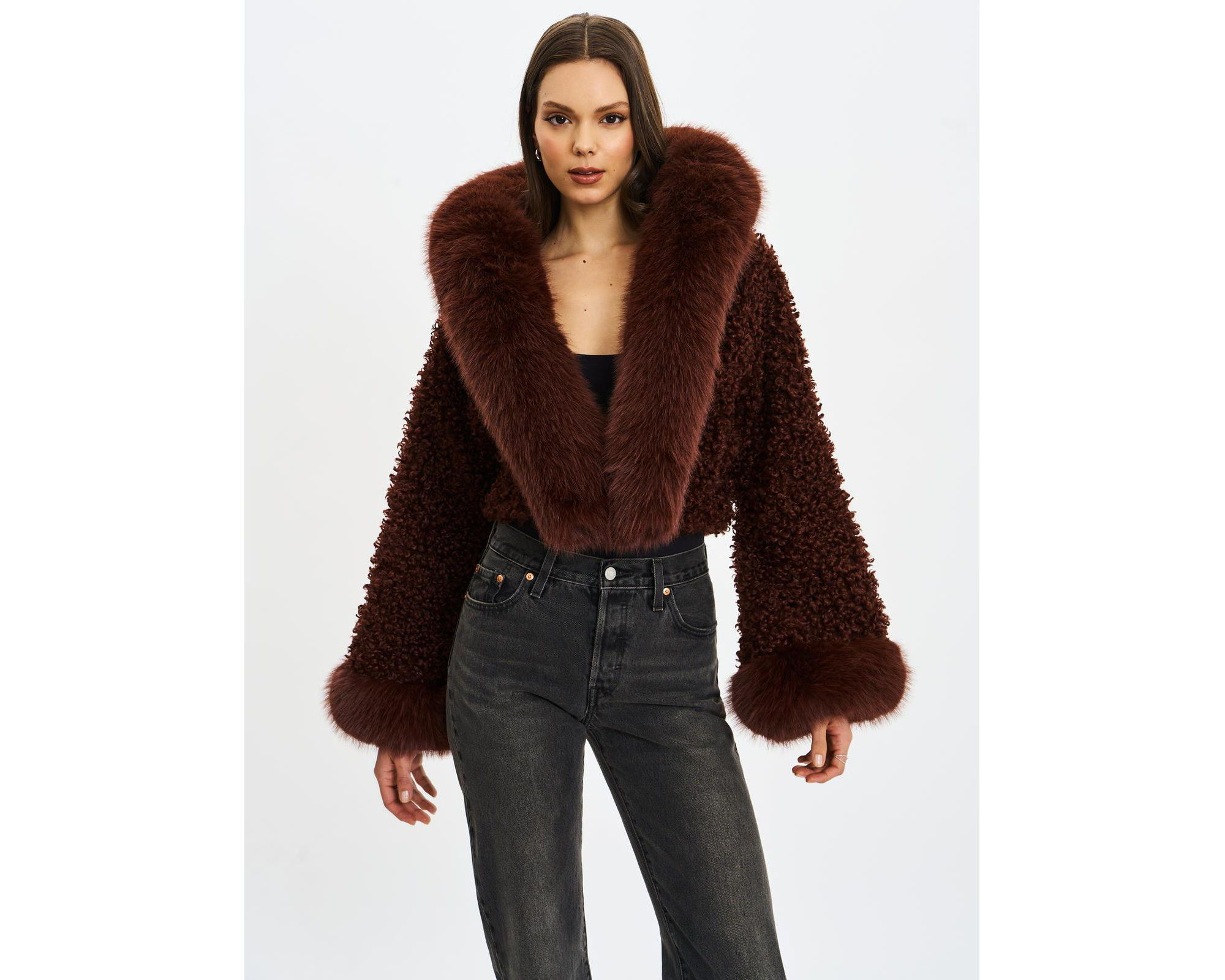 Kali Teddy Cropped Faux Fur Hooded Jacket — Image 10