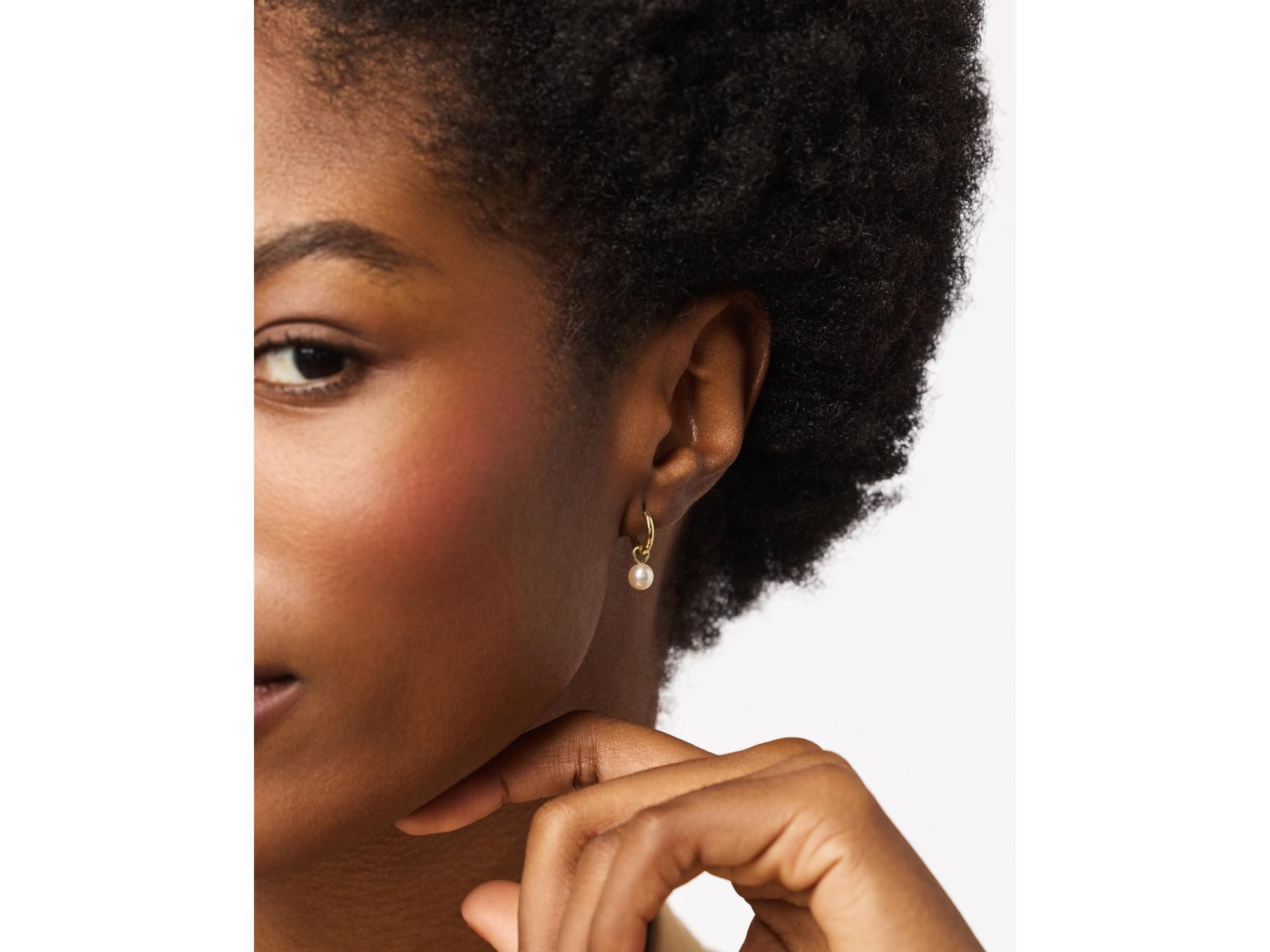 Small Gold Hoop Earrings - Gold Pearl Hoops — Image 3