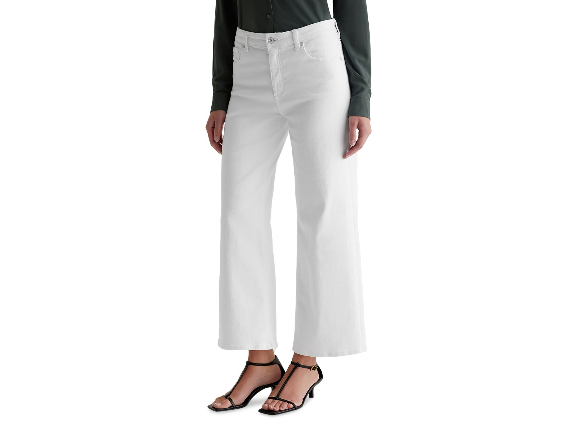 Saige Mid Rise Wide Leg Cropped Jeans in Gallery White — Image 4