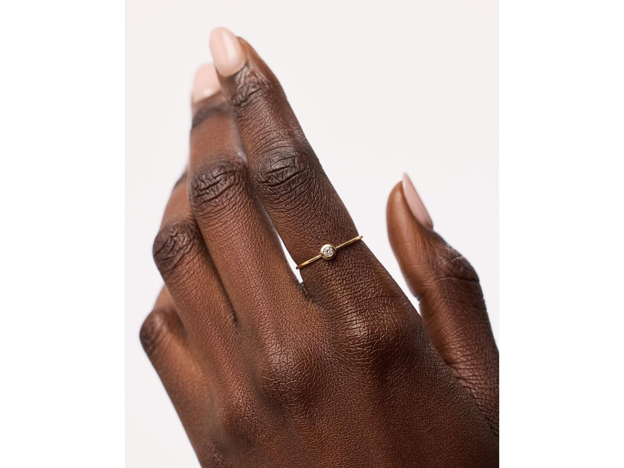 Solid Yellow Gold Solo Lab-Grown Diamond Stacking Ring — Image 4