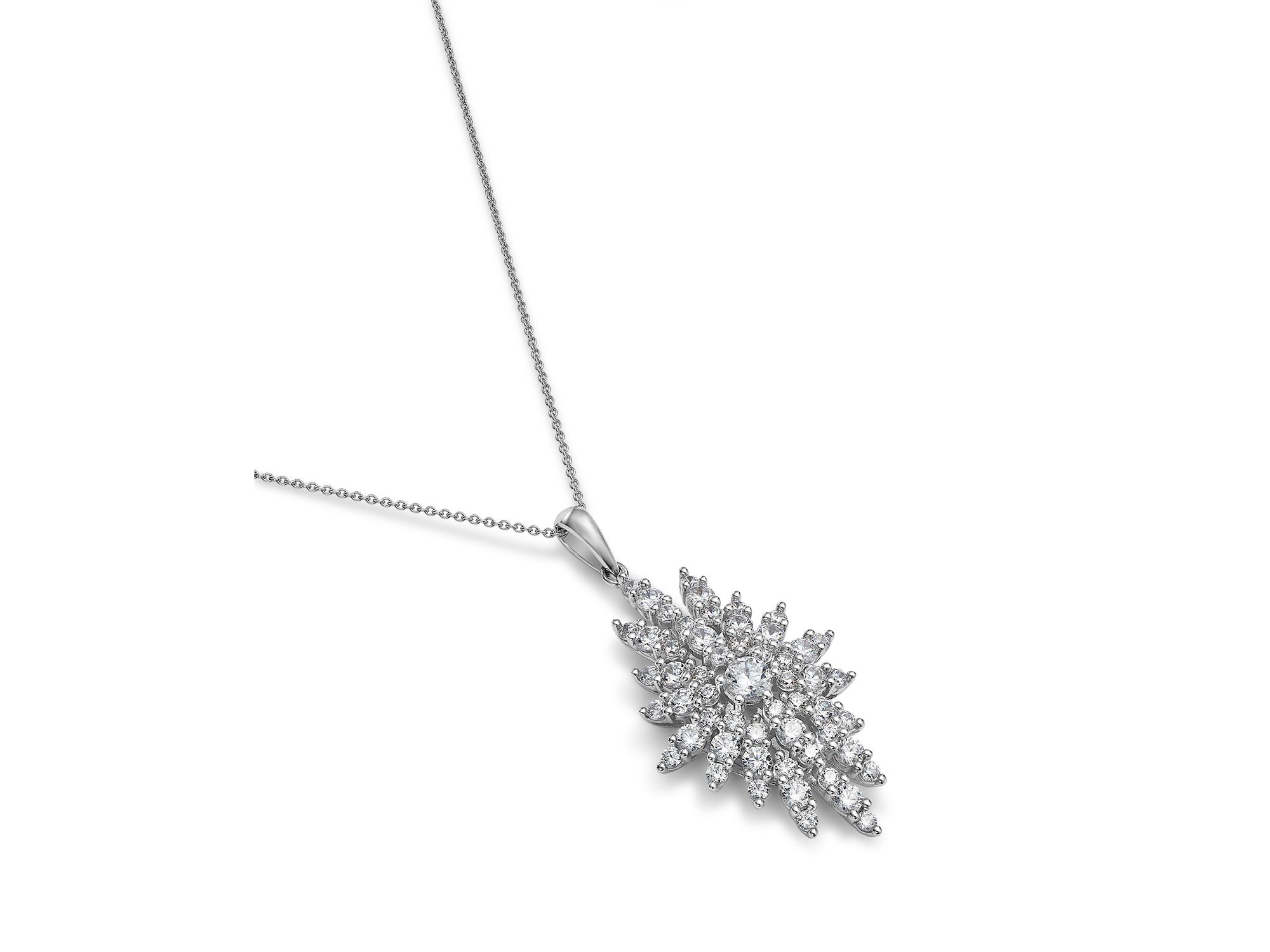 Diamond Retro Chic Starburst Pendant Necklace in 14K White Gold, 1.5 tcw — Image 3
