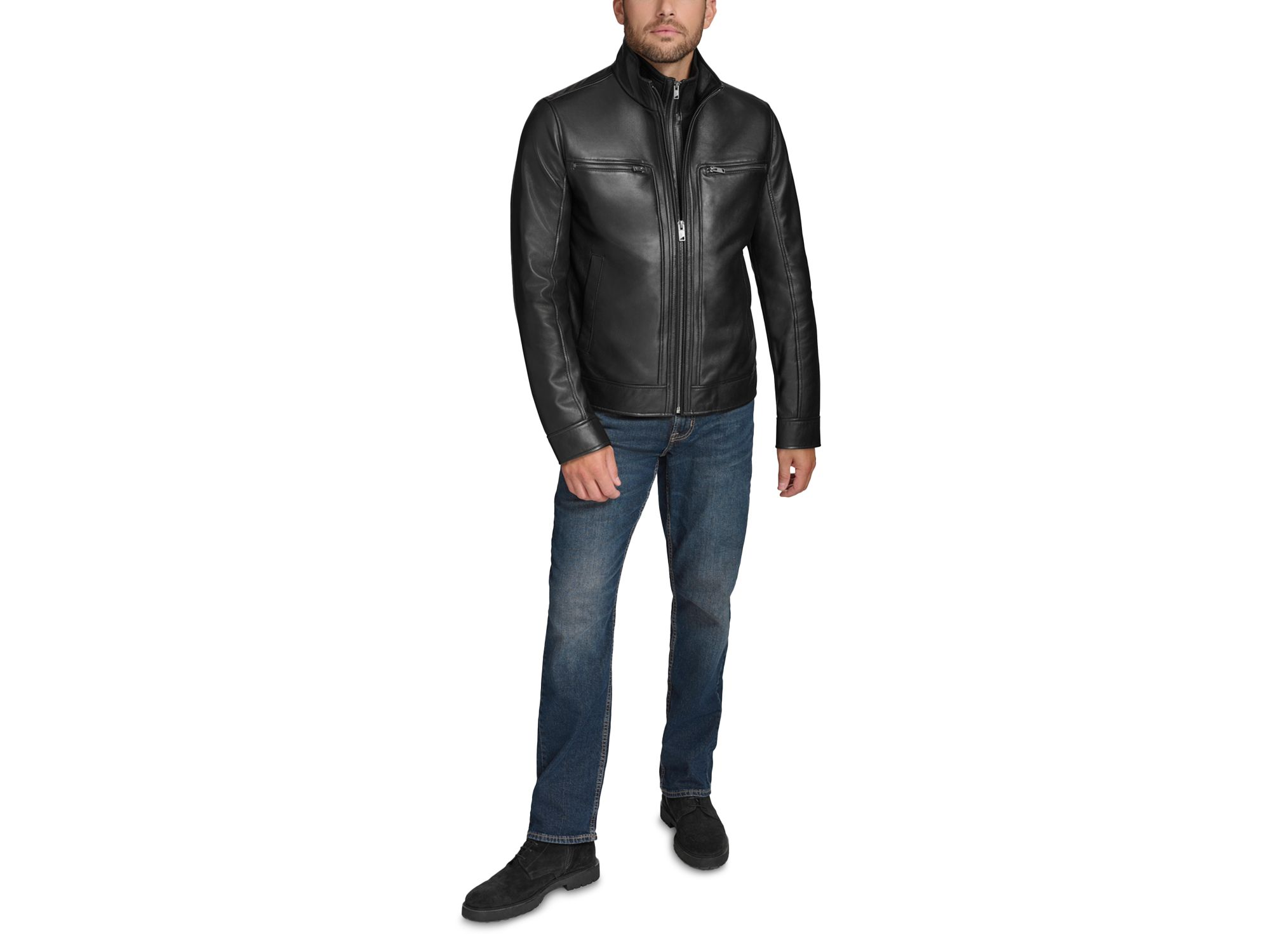 Winton Leather Bomber Jacket — Image 9