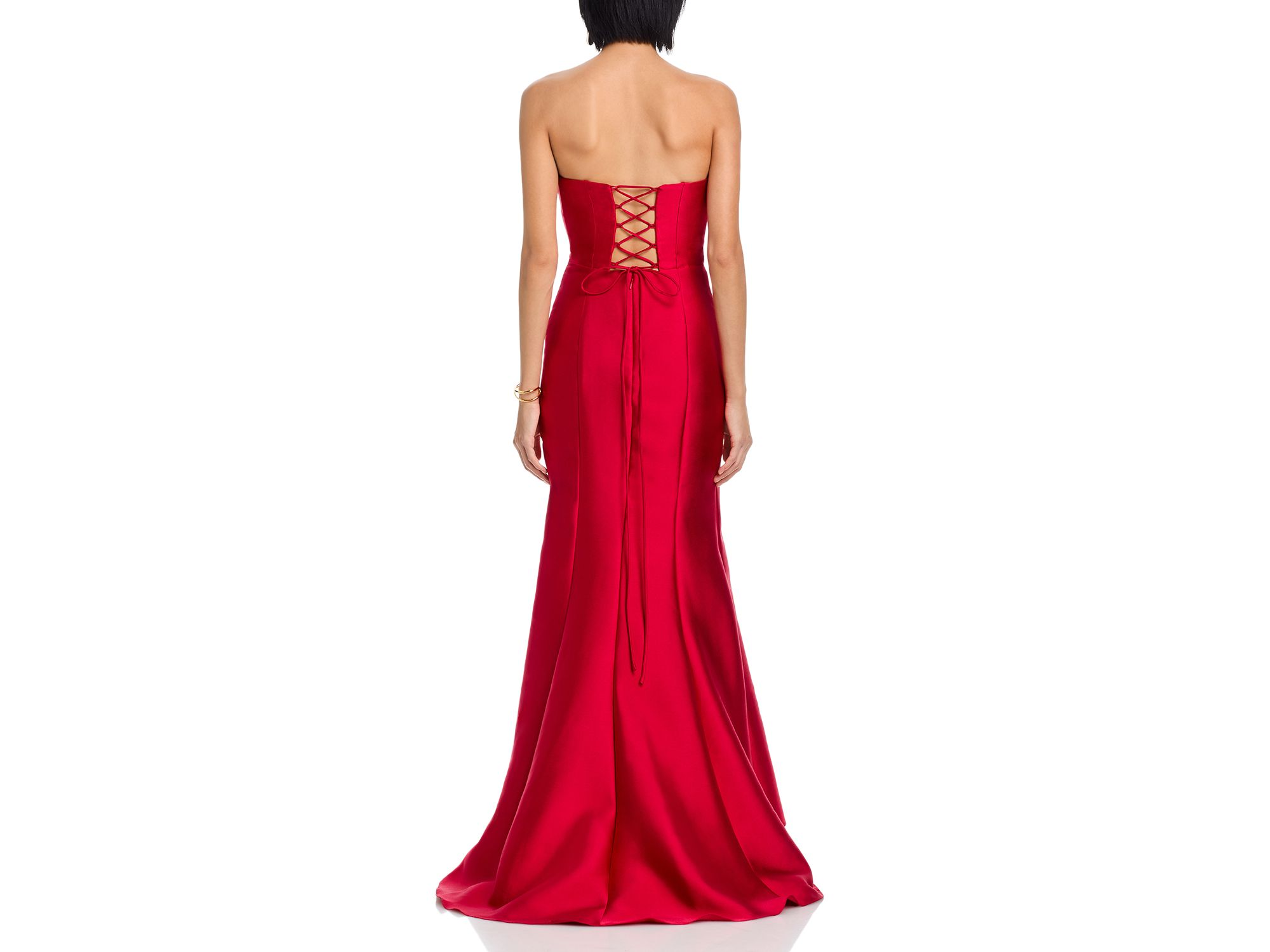 Mikado Lace Up Back Strapless Gown - Exclusive — Image 3