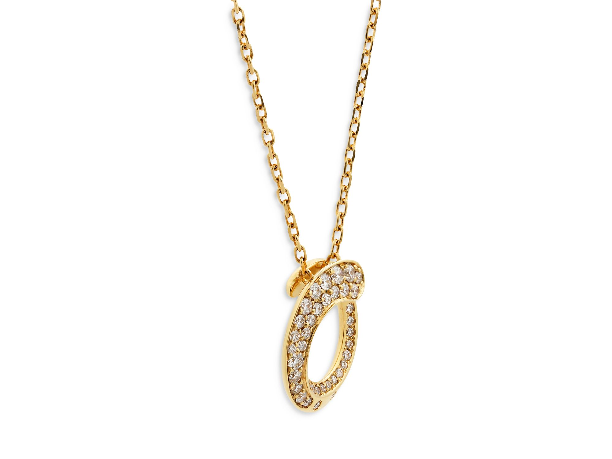 18K Yellow Gold Like Diamond Pavé Circle Pendant Necklace, 14-16" - Exclusive, Italy Campaign — Image 3