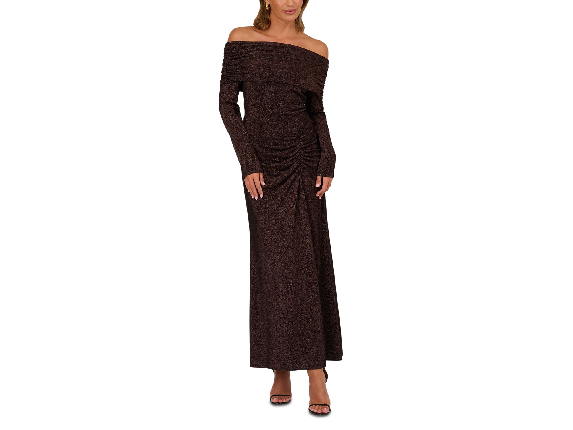 Metallic Knit Ruched Dress - Image 1