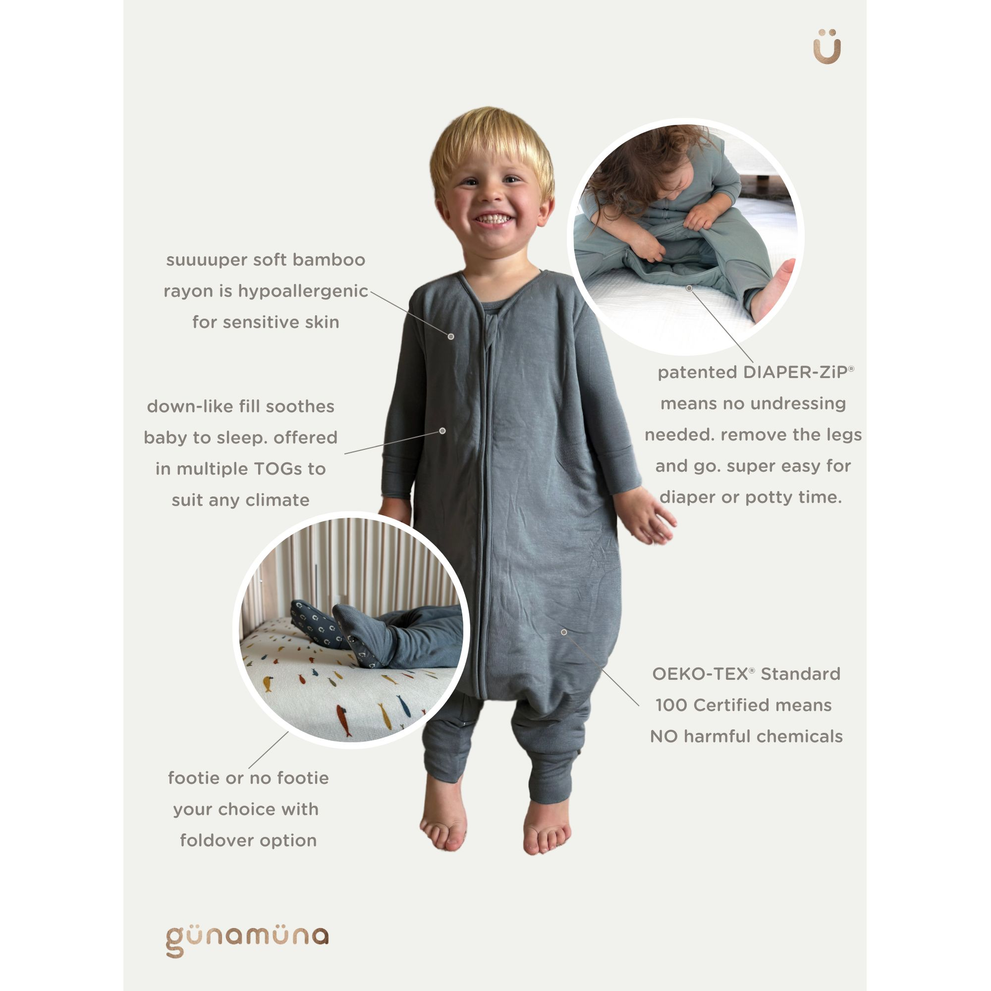 Unisex Baby footie Sleep Bag Duvet 1.0 TOG - Baby — Image 6