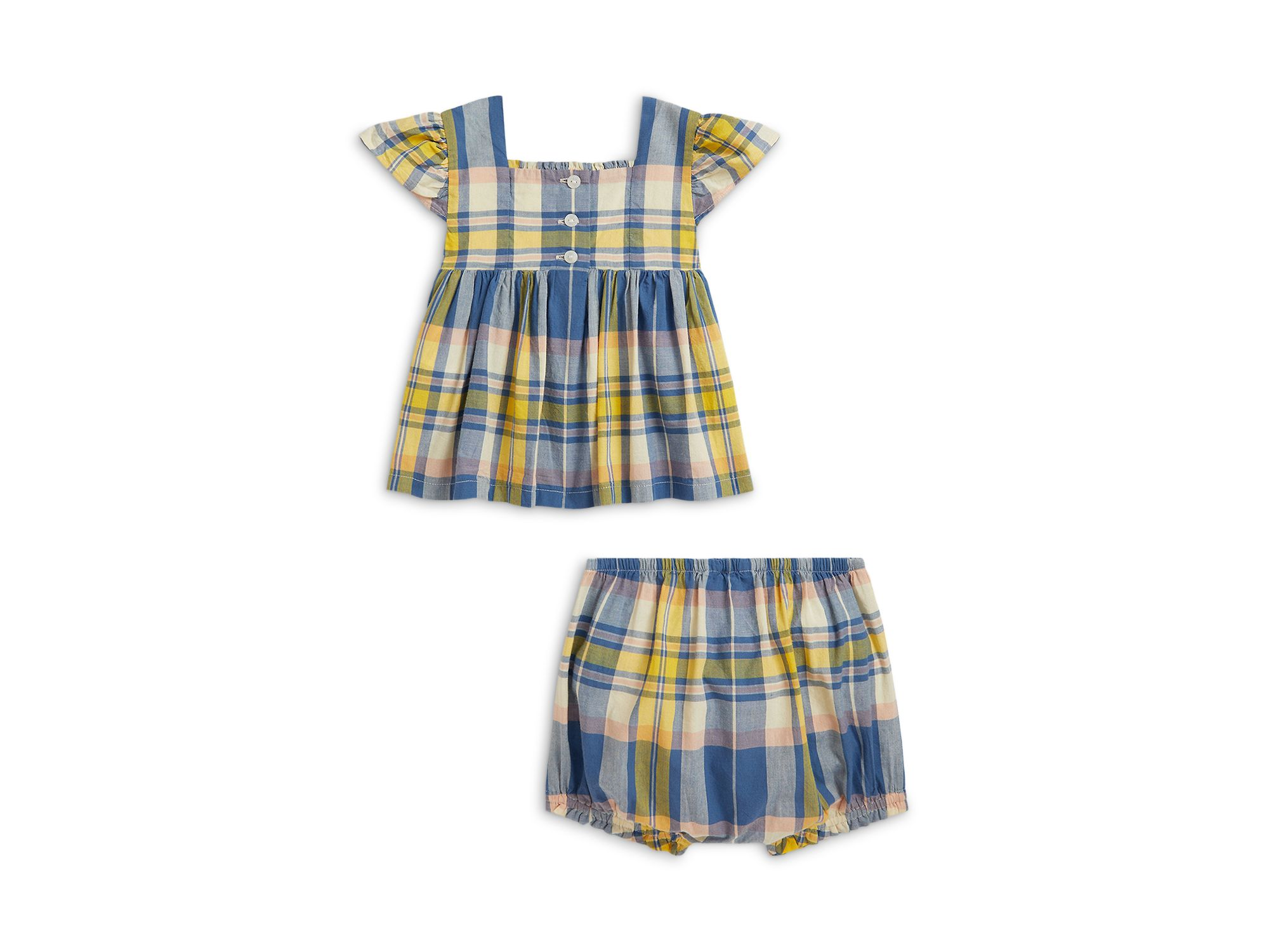 Girls' Plaid Smocked Cotton Top & Bloomer - Baby — Image 3