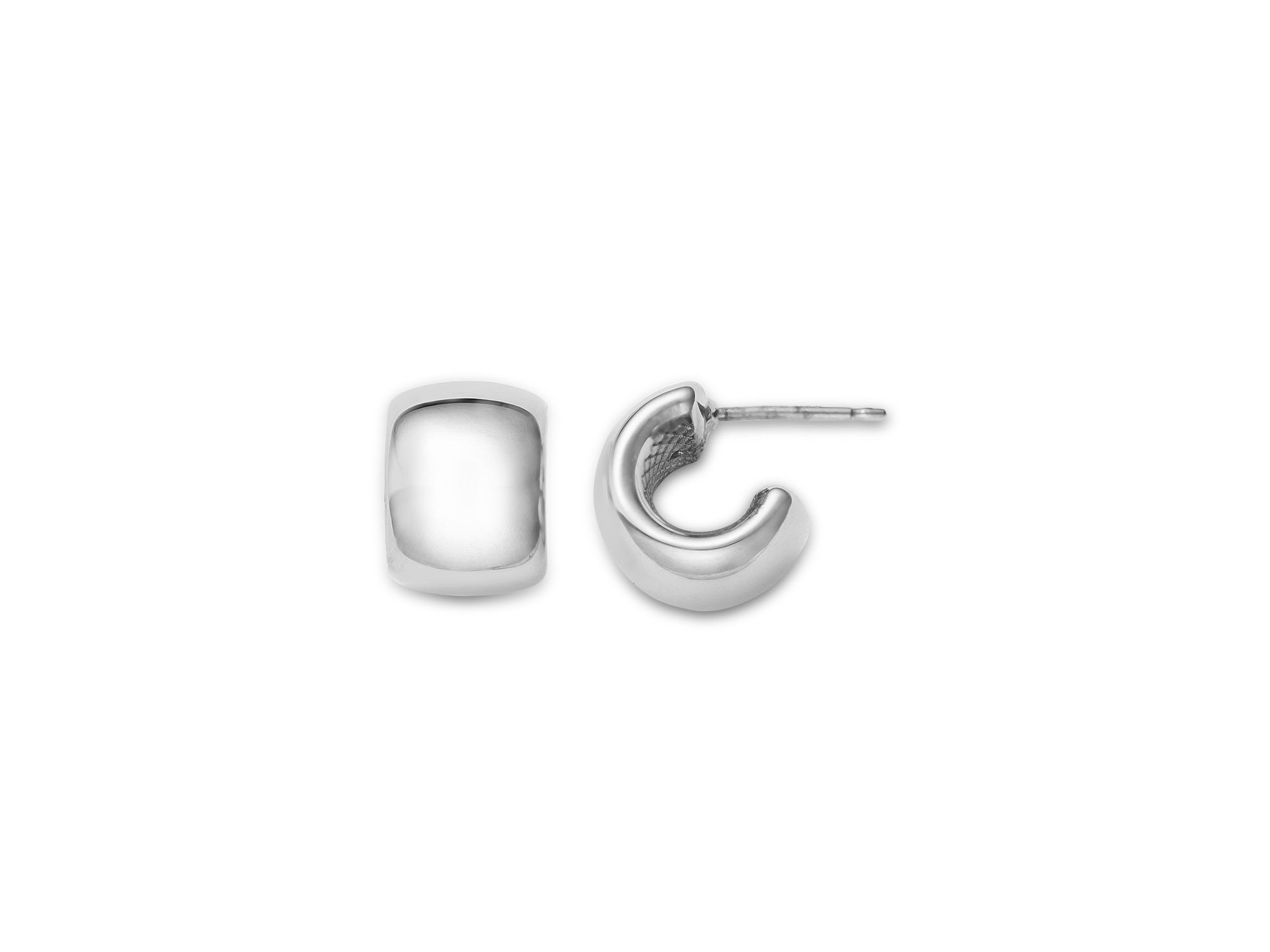Polished Classic Huggie Hoop Earrings in Sterling — Image 3