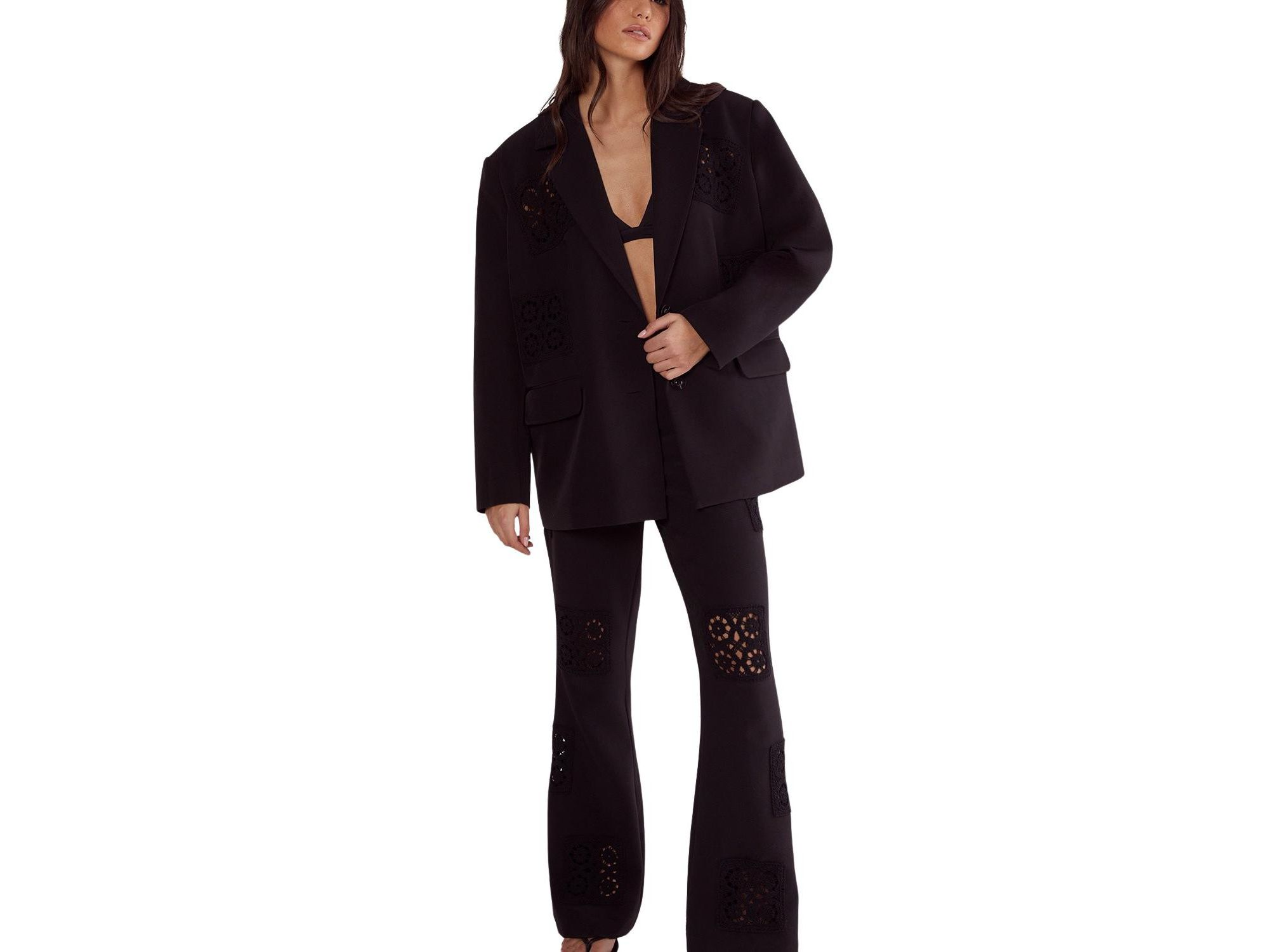 Tailored Crochet Insert Oversized Blazer — Image 4
