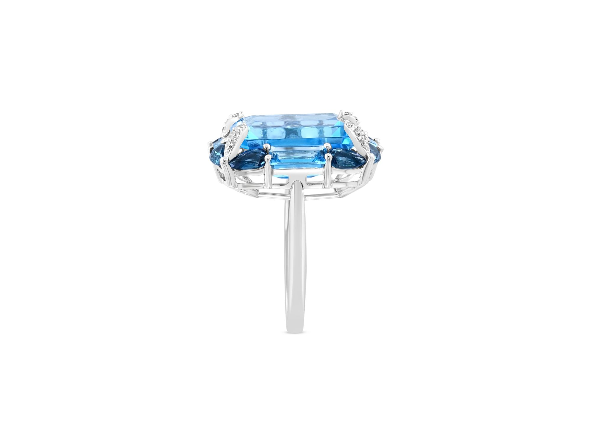 Blue Topaz & Diamond Ring in 14K White Gold — Image 3