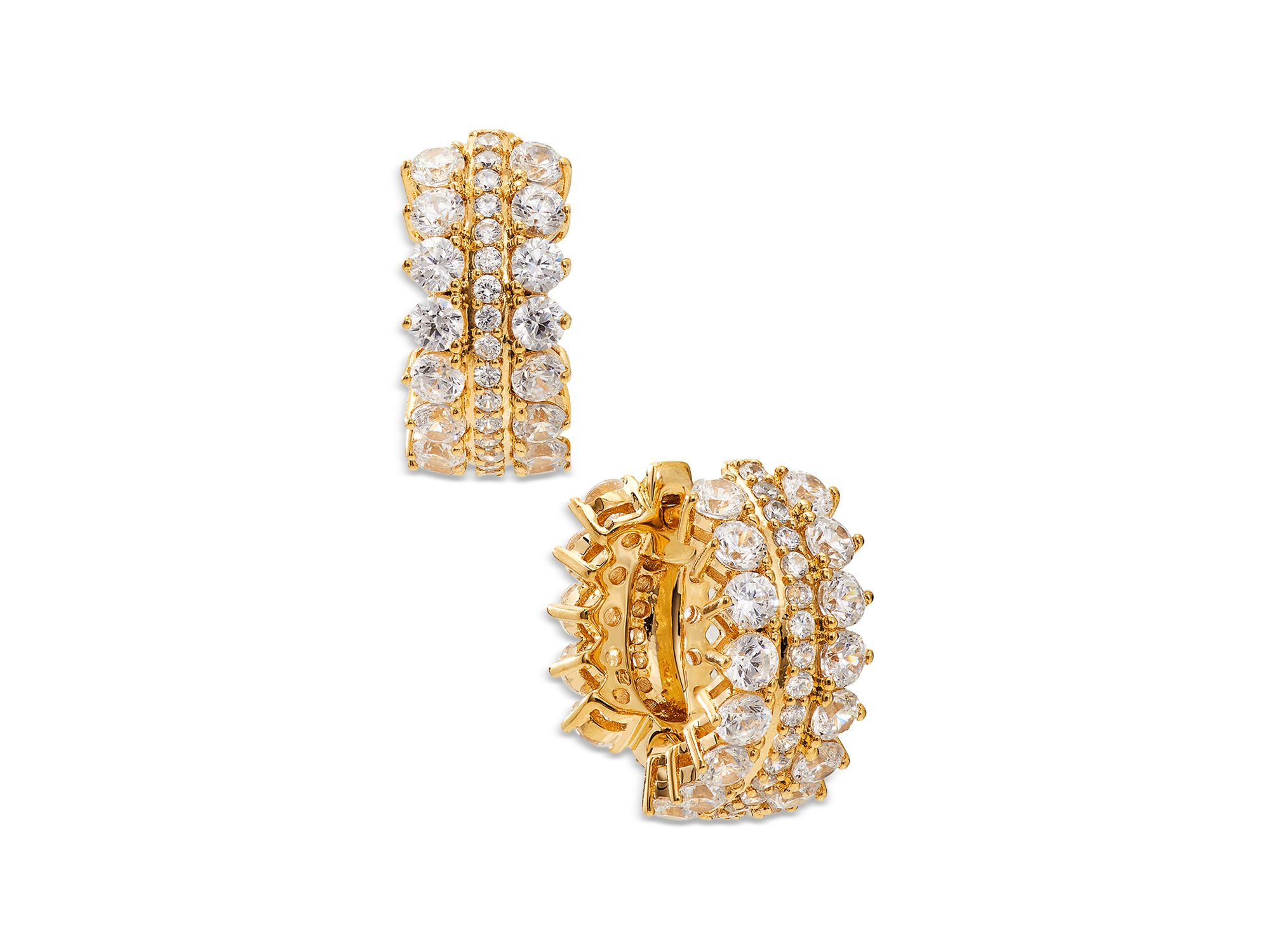Leah Small Pave Huggie Hoop Earrings - Image 1