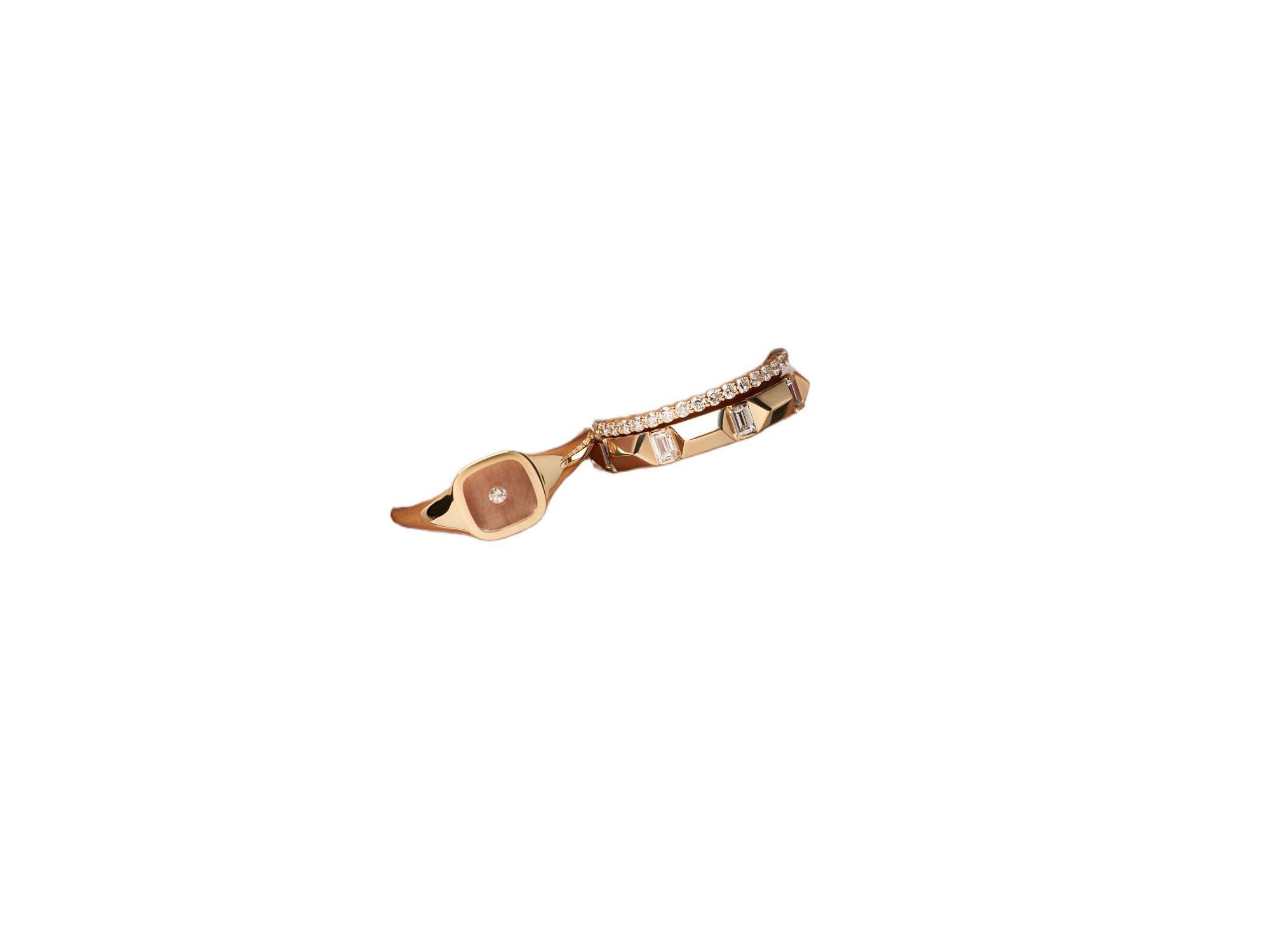 Solid Yellow Gold Astrid Lab Grown Diamond Station Ring — Image 7