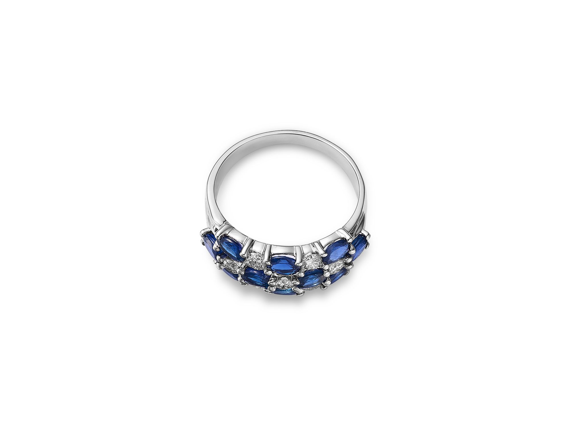 Blue Sapphire & Diamond Ring in 14K White Gold — Image 3