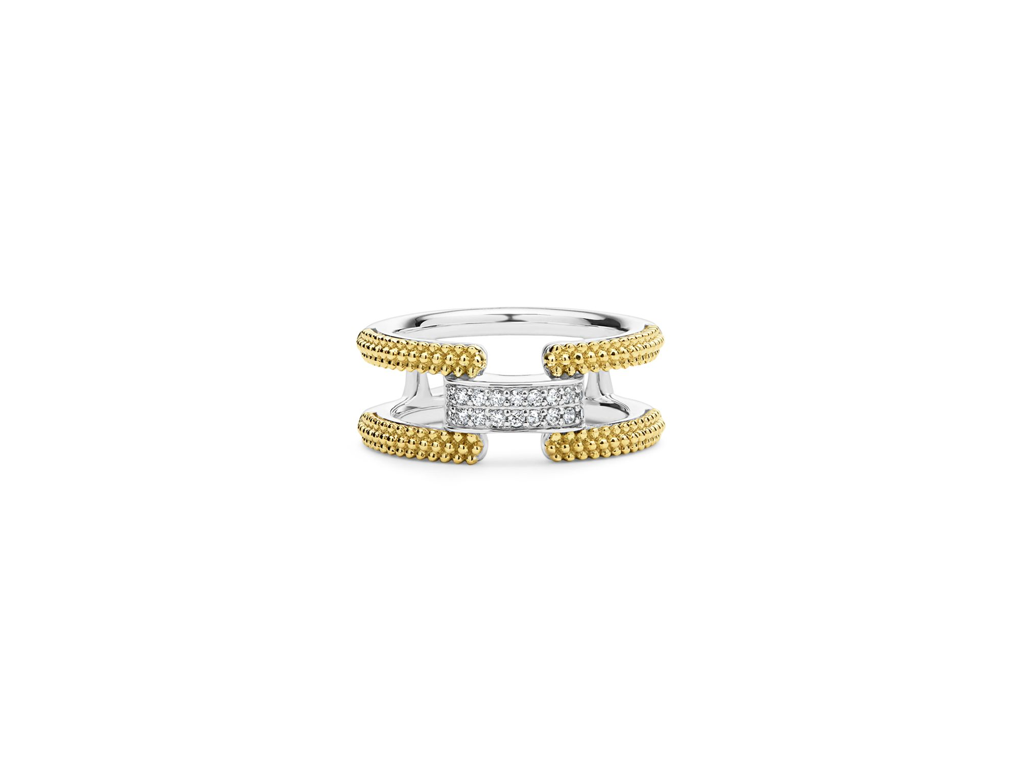 18K Yellow Gold & Sterling Caviar Lux Clip Diamond Pavé Ring - Exclusive — Image 4