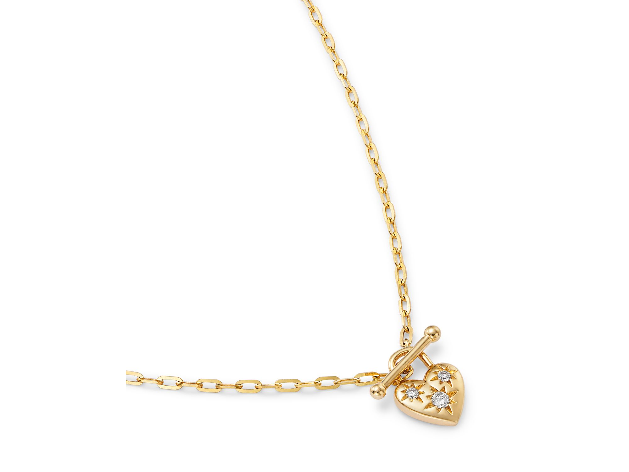 14K Yellow Gold Lab Grown Diamond Heart Toggle Pendant Necklace, 18" — Image 3