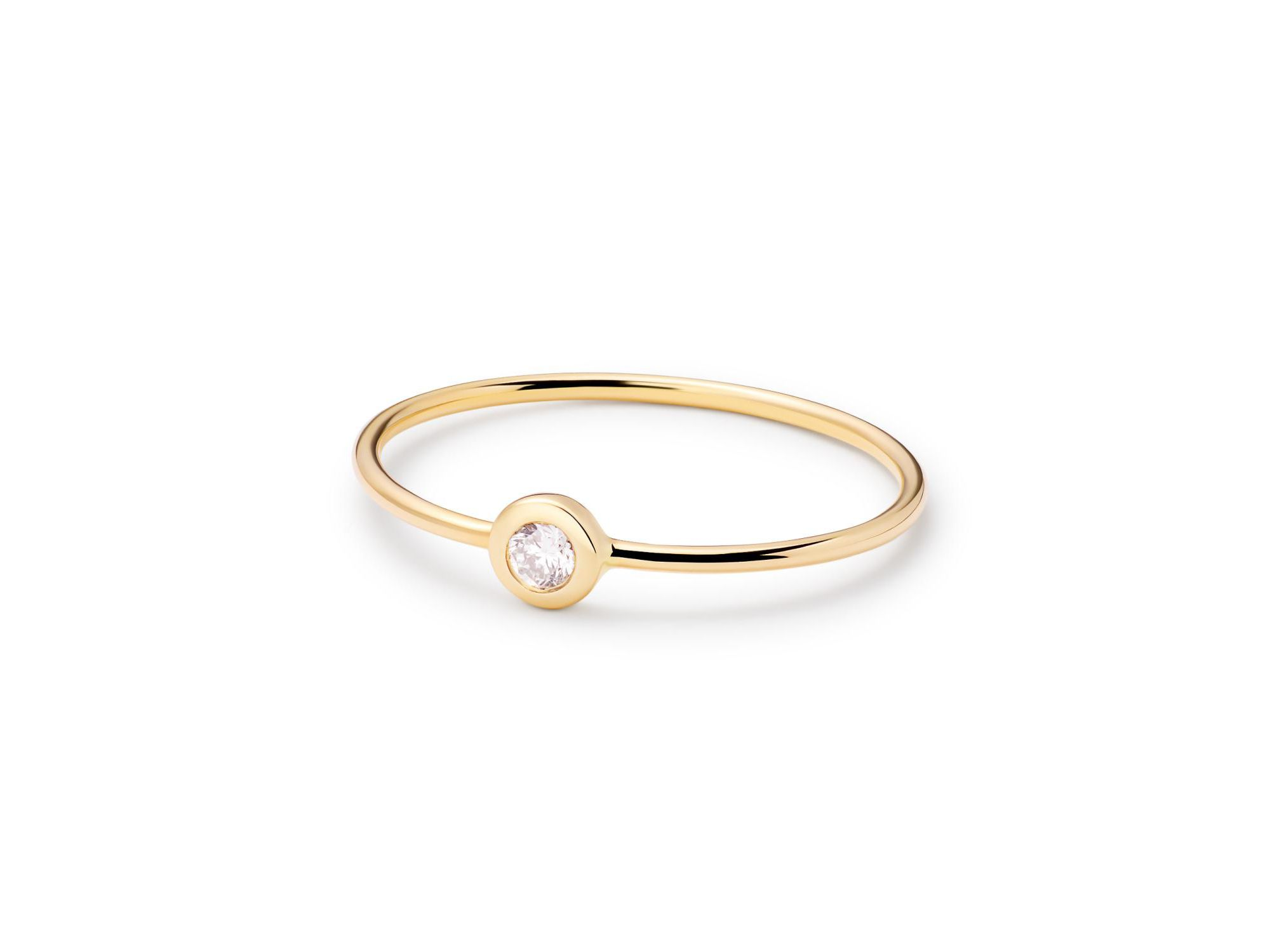 Solid Yellow Gold Solo Lab-Grown Diamond Stacking Ring — Image 5