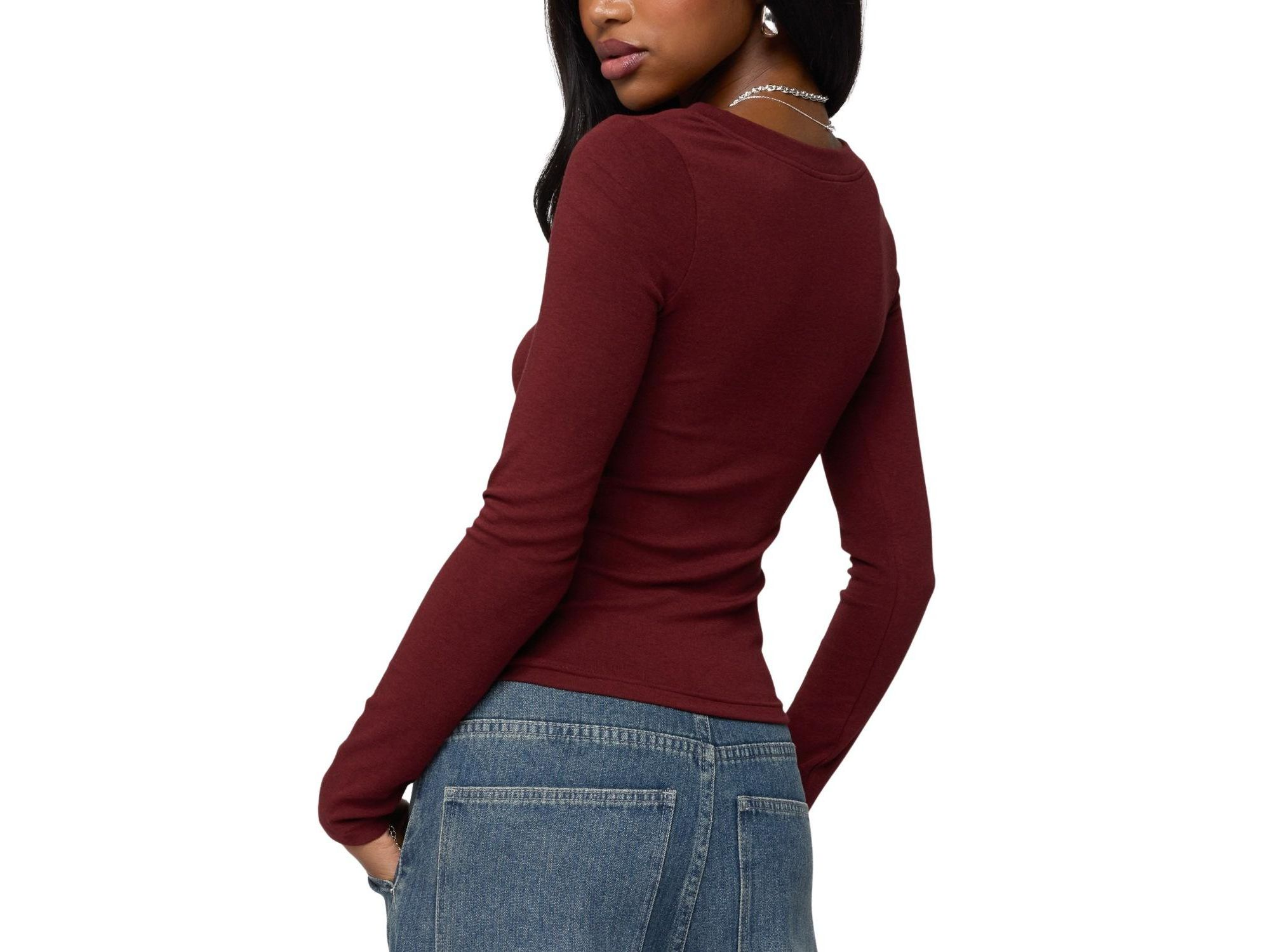 Larna V Neck Ribbed T Shirt — Image 3