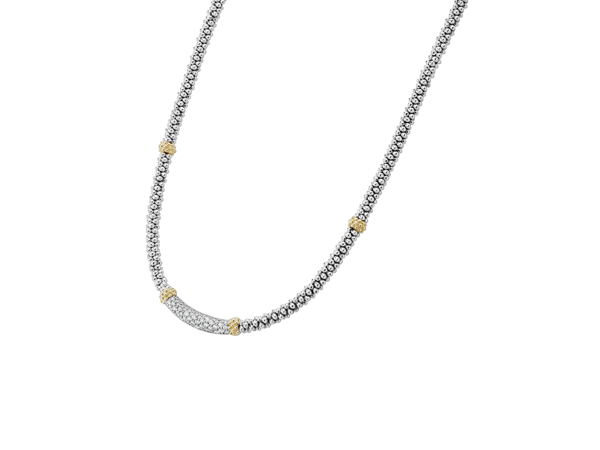 18K Gold and Sterling Silver Diamond Lux Station Necklace, 16" — Image 4