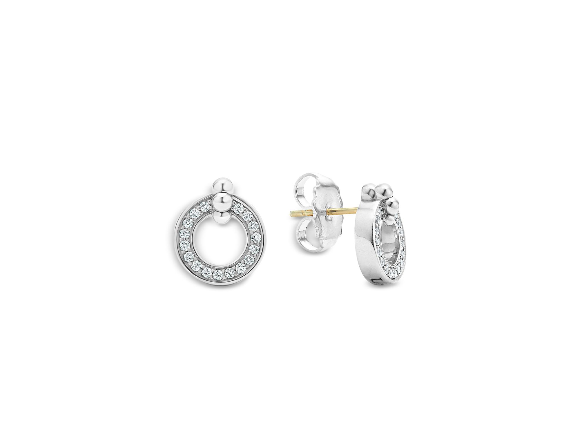 Sterling Caviar Spark Diamond Circle Stud Earrings — Image 3