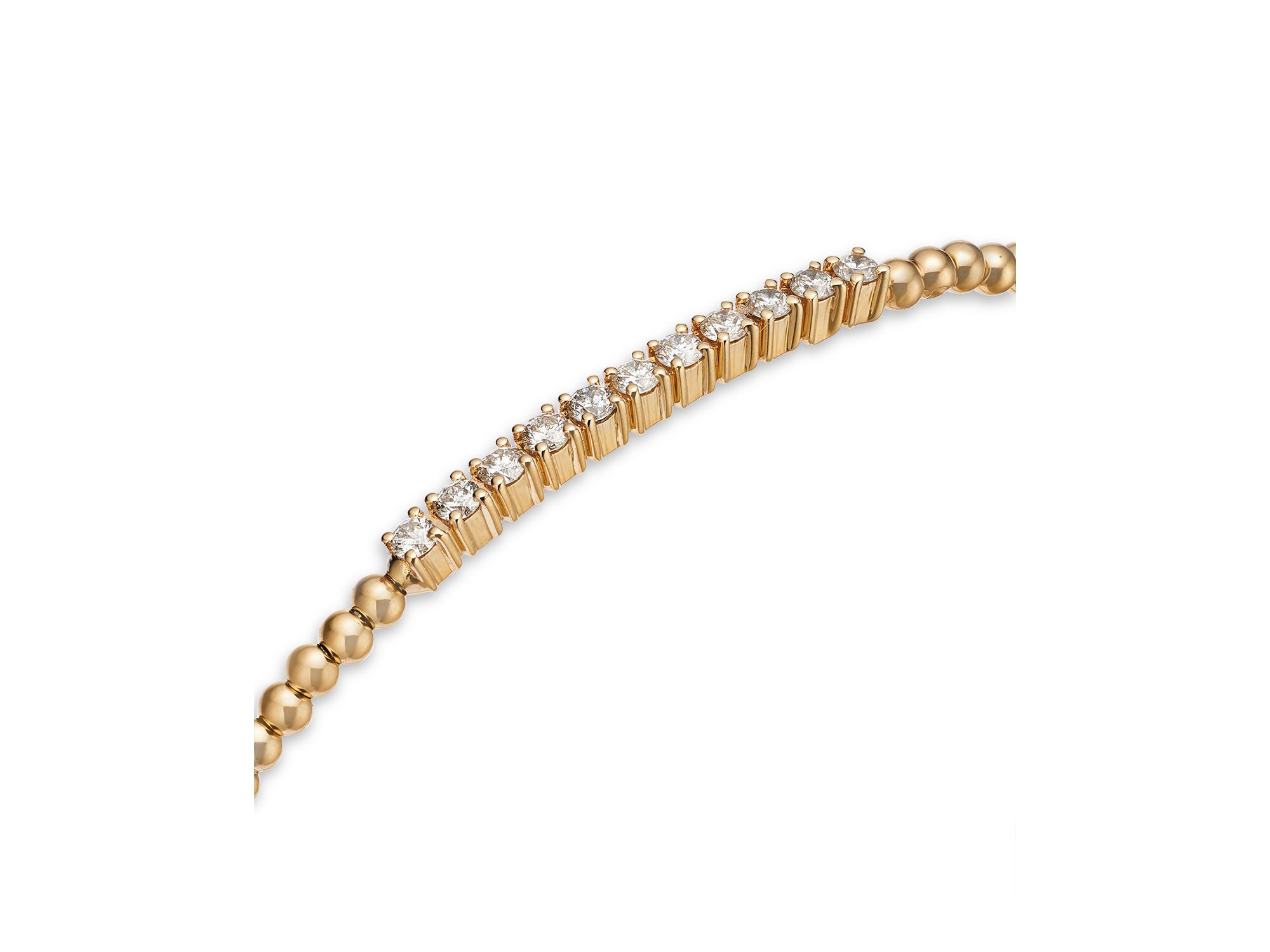 Diamond Station Bangle Bracelet in 14K Yellow Gold, 0.45 tcw — Image 3