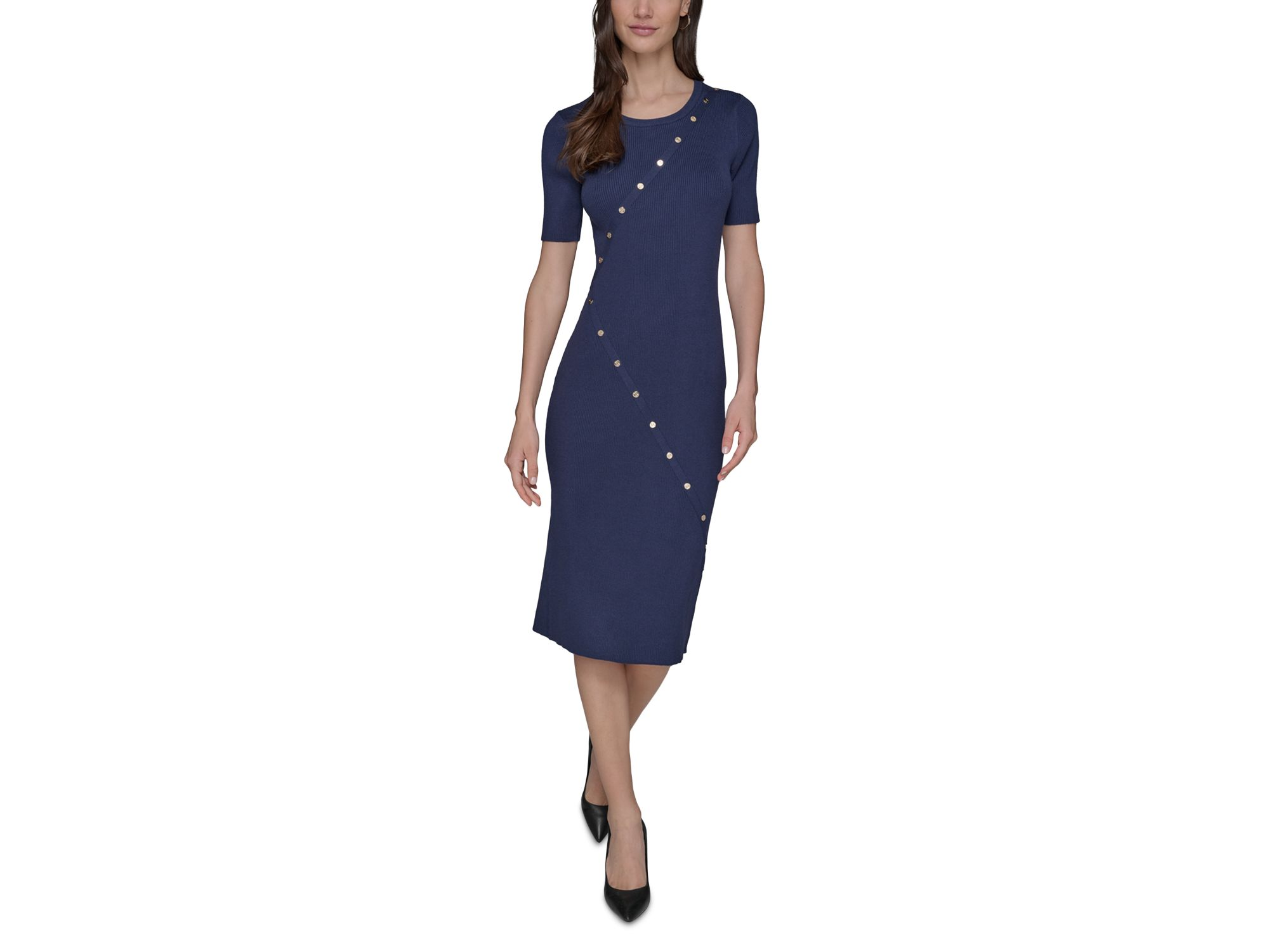 Button Trim Sweater Dress — Image 6