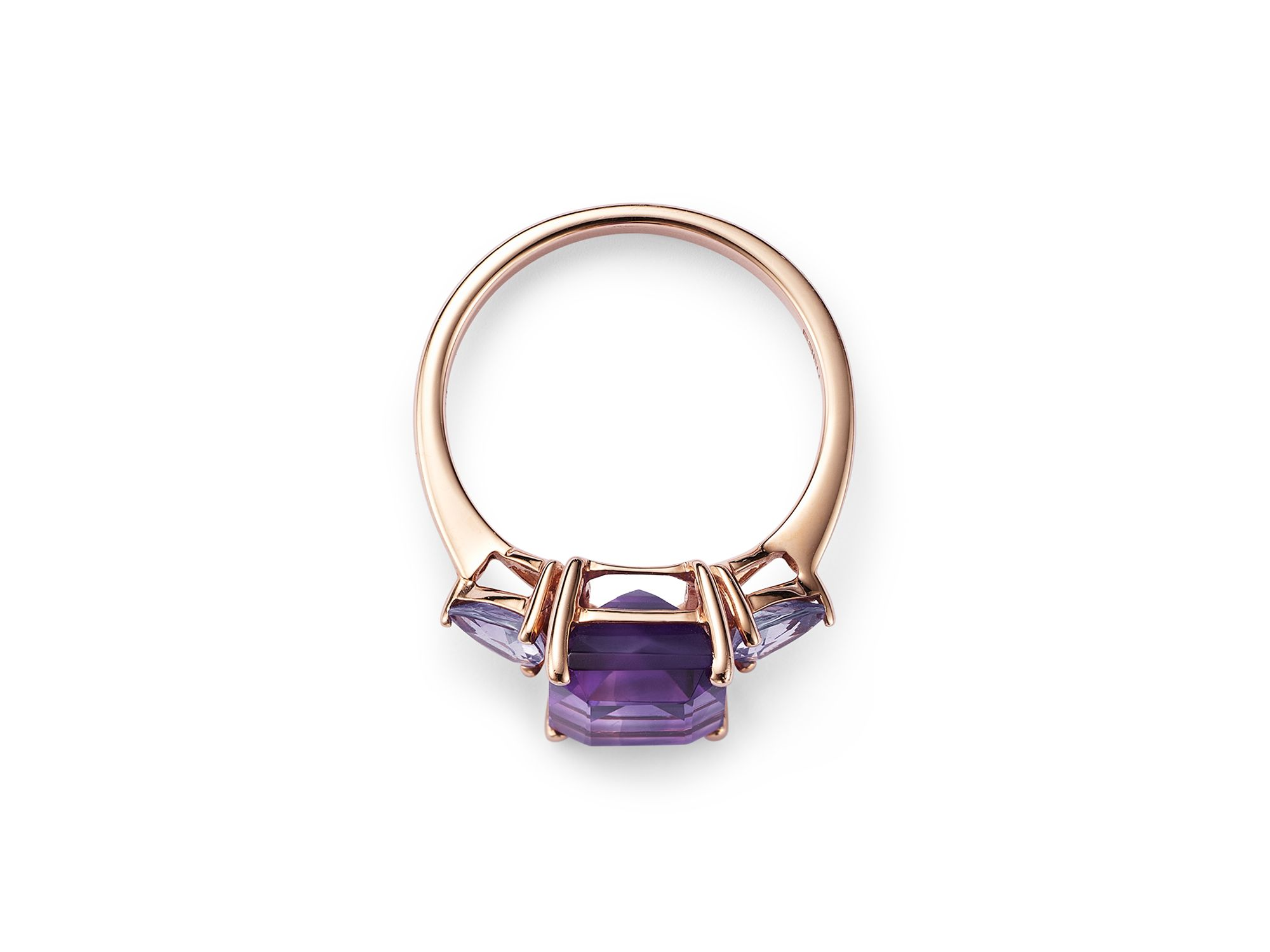 Amethyst & Tanzanite Cocktail Ring in 14K Rose Gold — Image 4