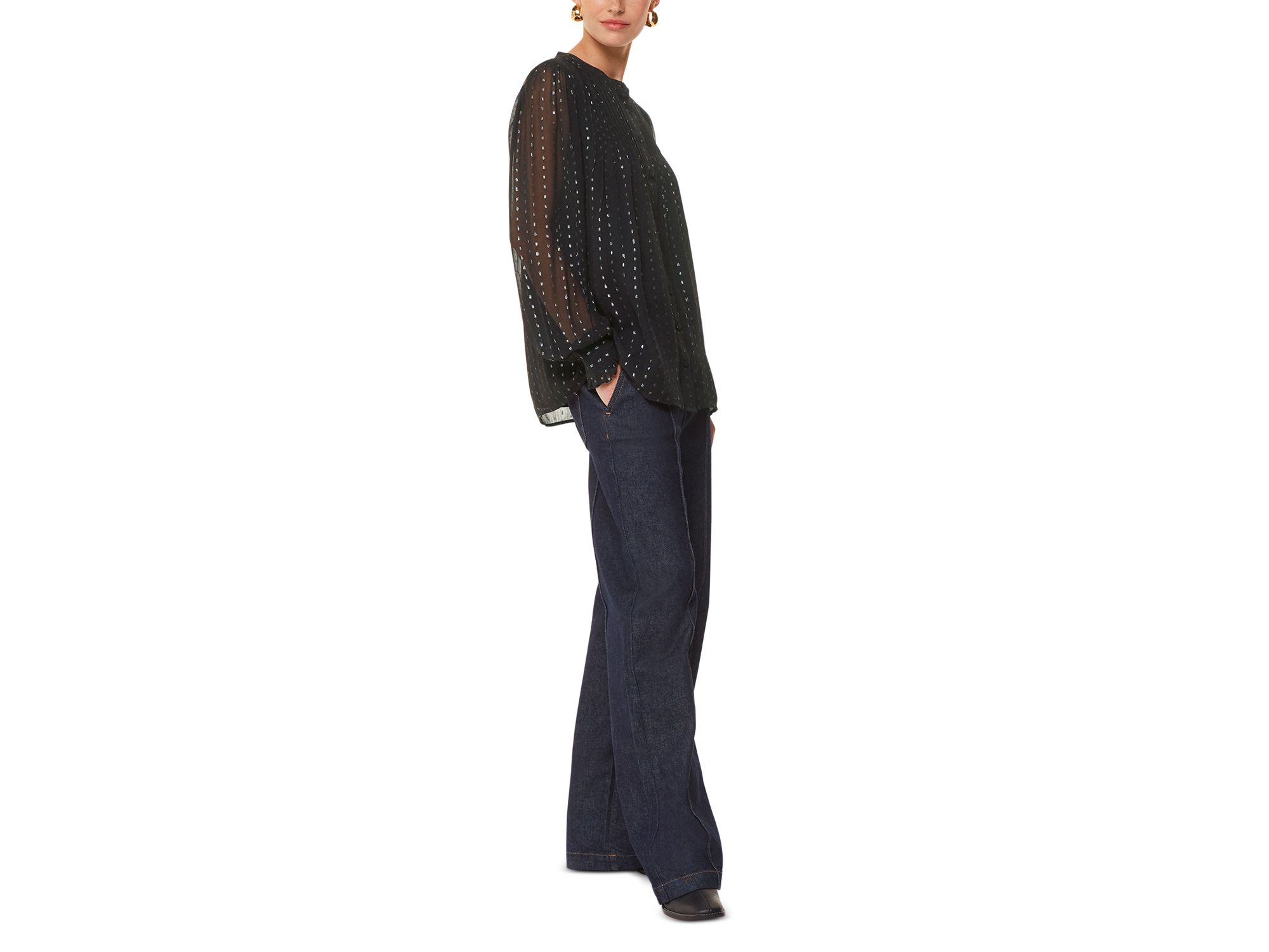 Petites Metallic Stripe Shirt — Image 5