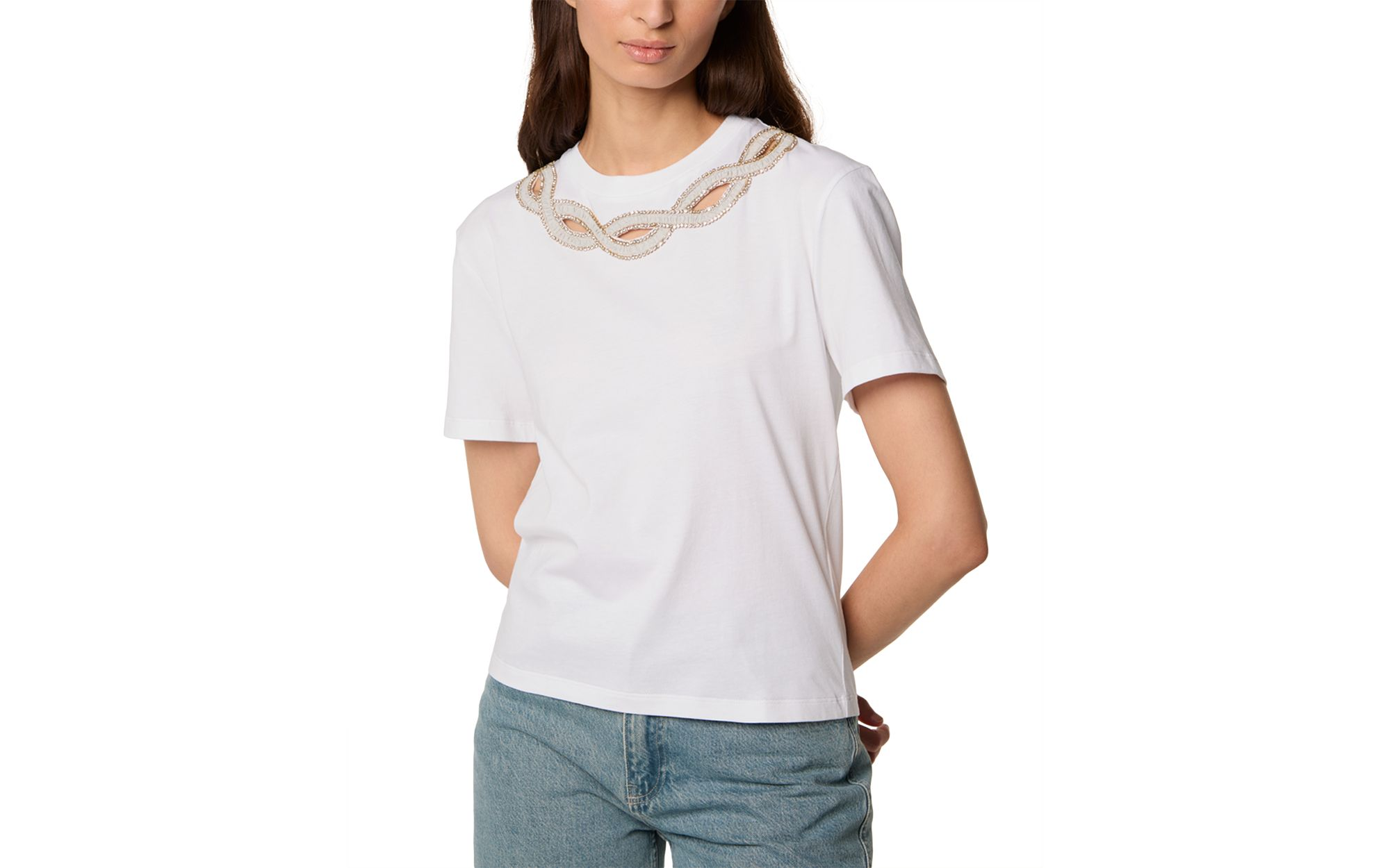 Tobi Rhinestone Trim Tee — Image 3