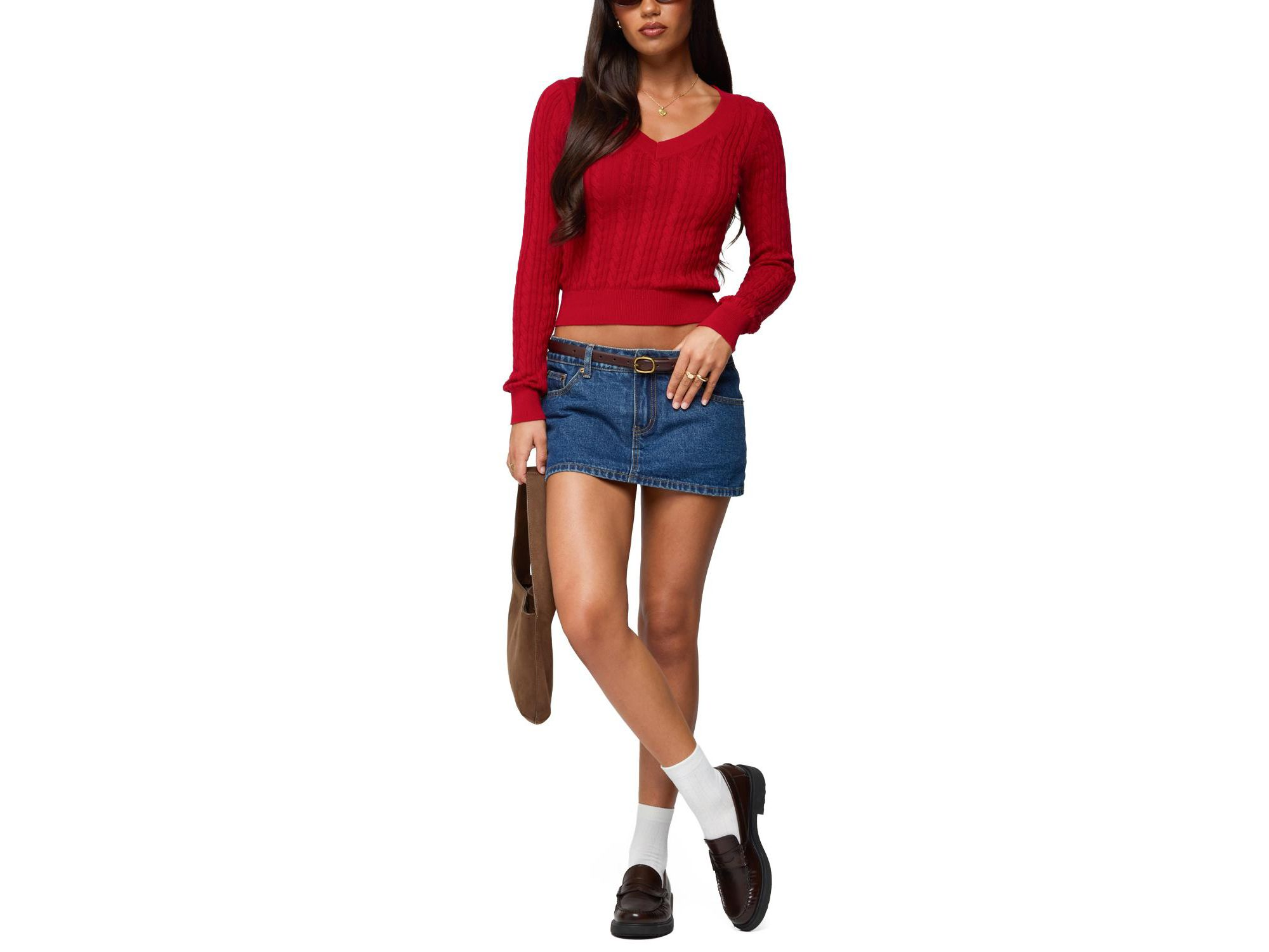 Ashlee V Neck Cable Knit Top — Image 4