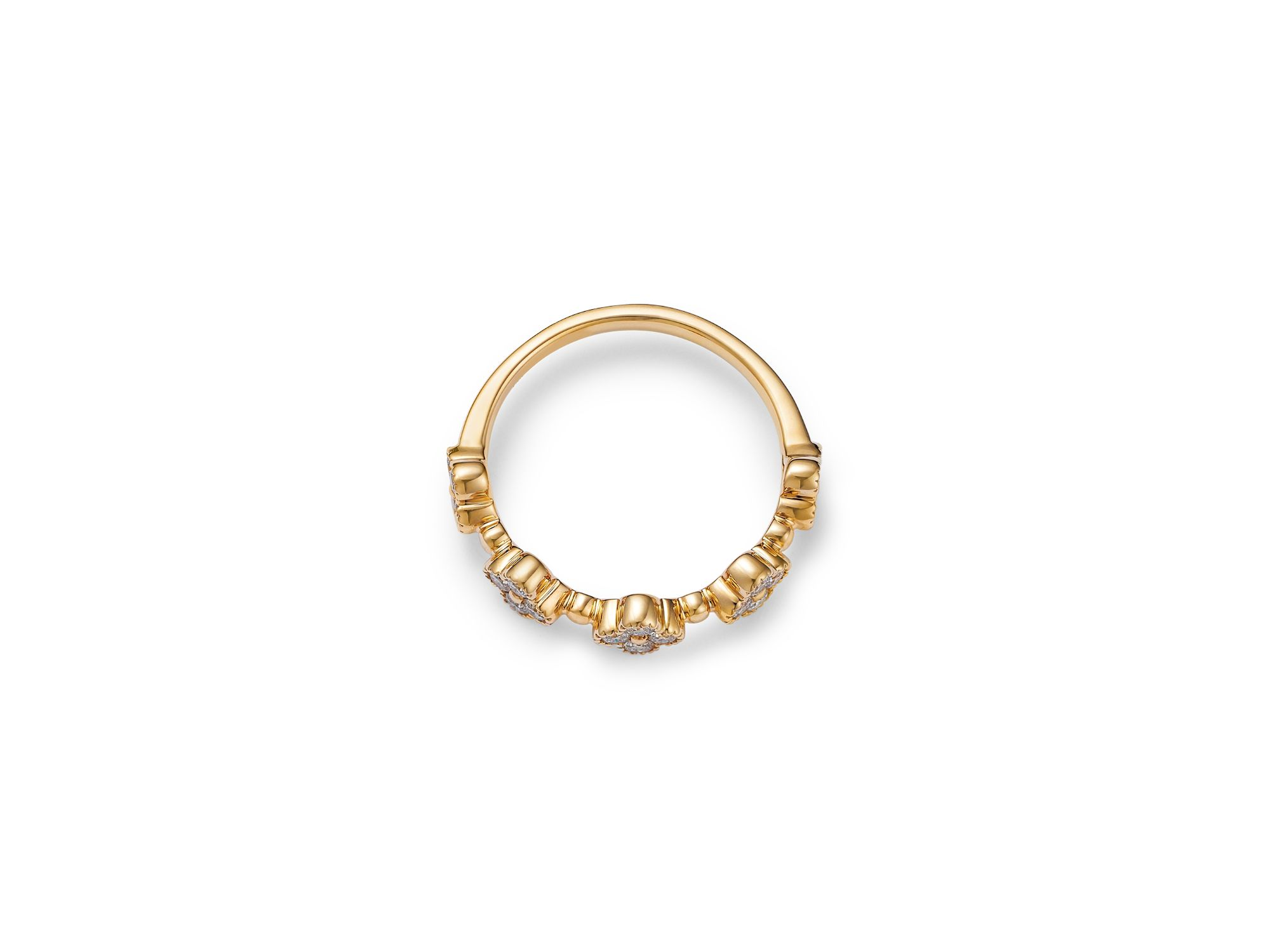 14K Yellow Gold Diamond Clover Band Ring, 0.50 tcw — Image 3