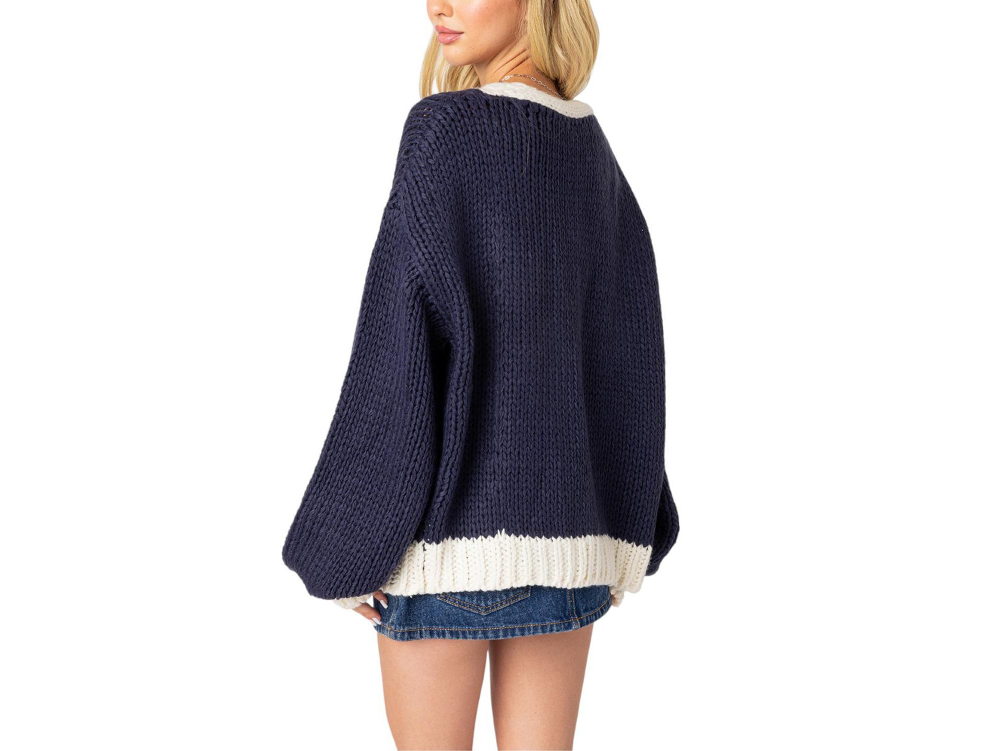 Contrast Chunky Knit Cardigan — Image 3