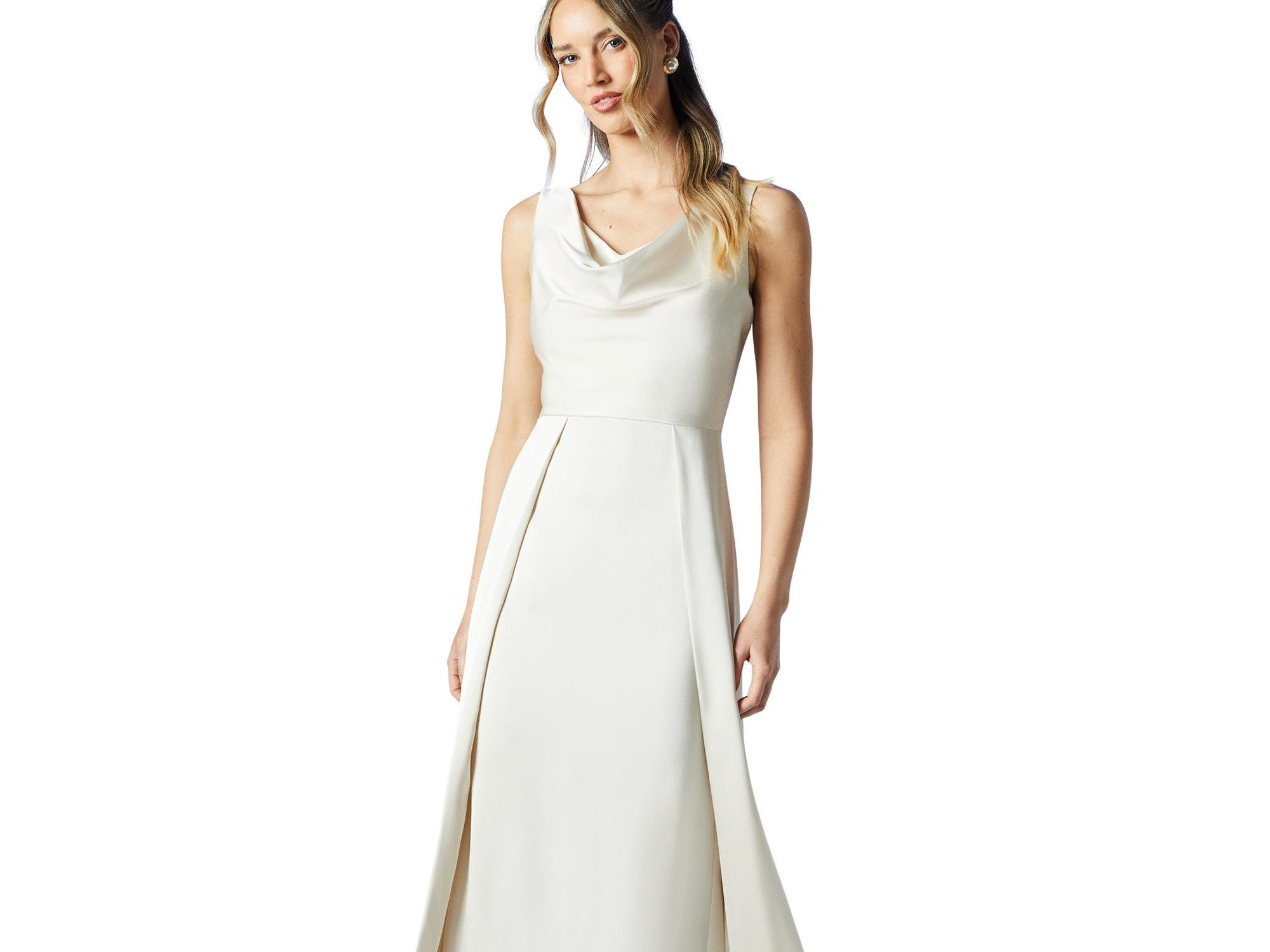 Sleeveless Cowl Neck Bridesmaid Dress — Image 3