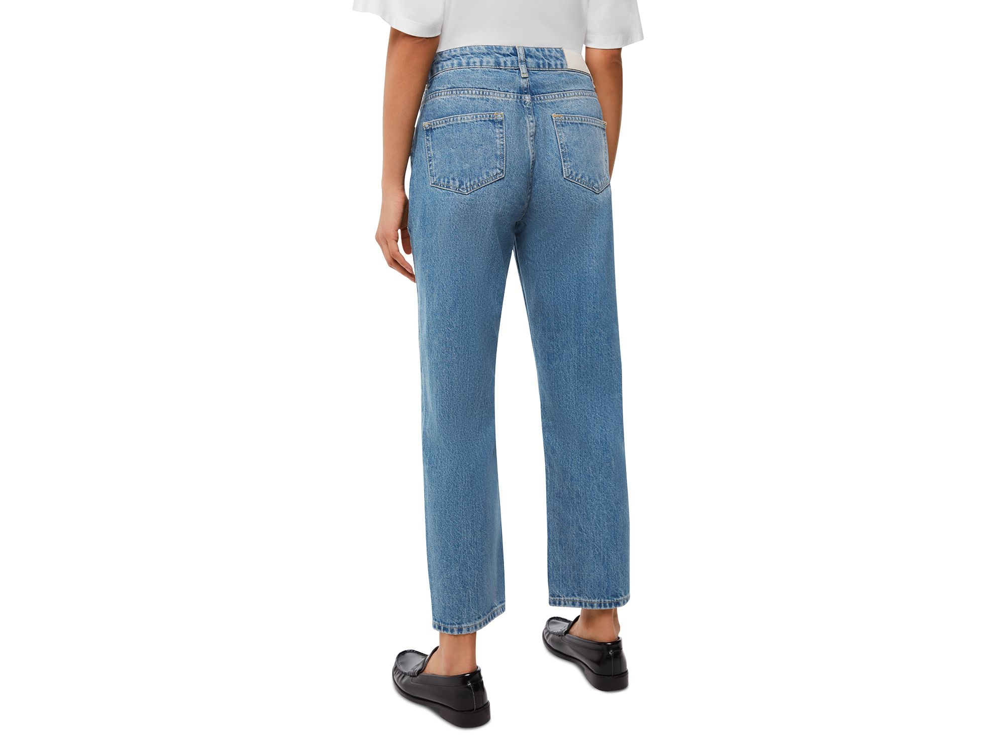 Hollie Button-Fly High Rise Cropped Straight Jeans in Denim — Image 4