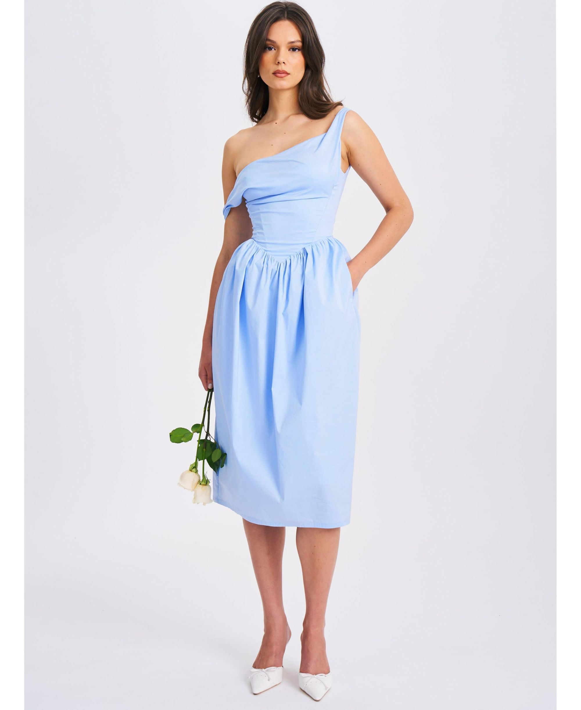 Reina Drop Waist Corset Midi Dress — Image 5