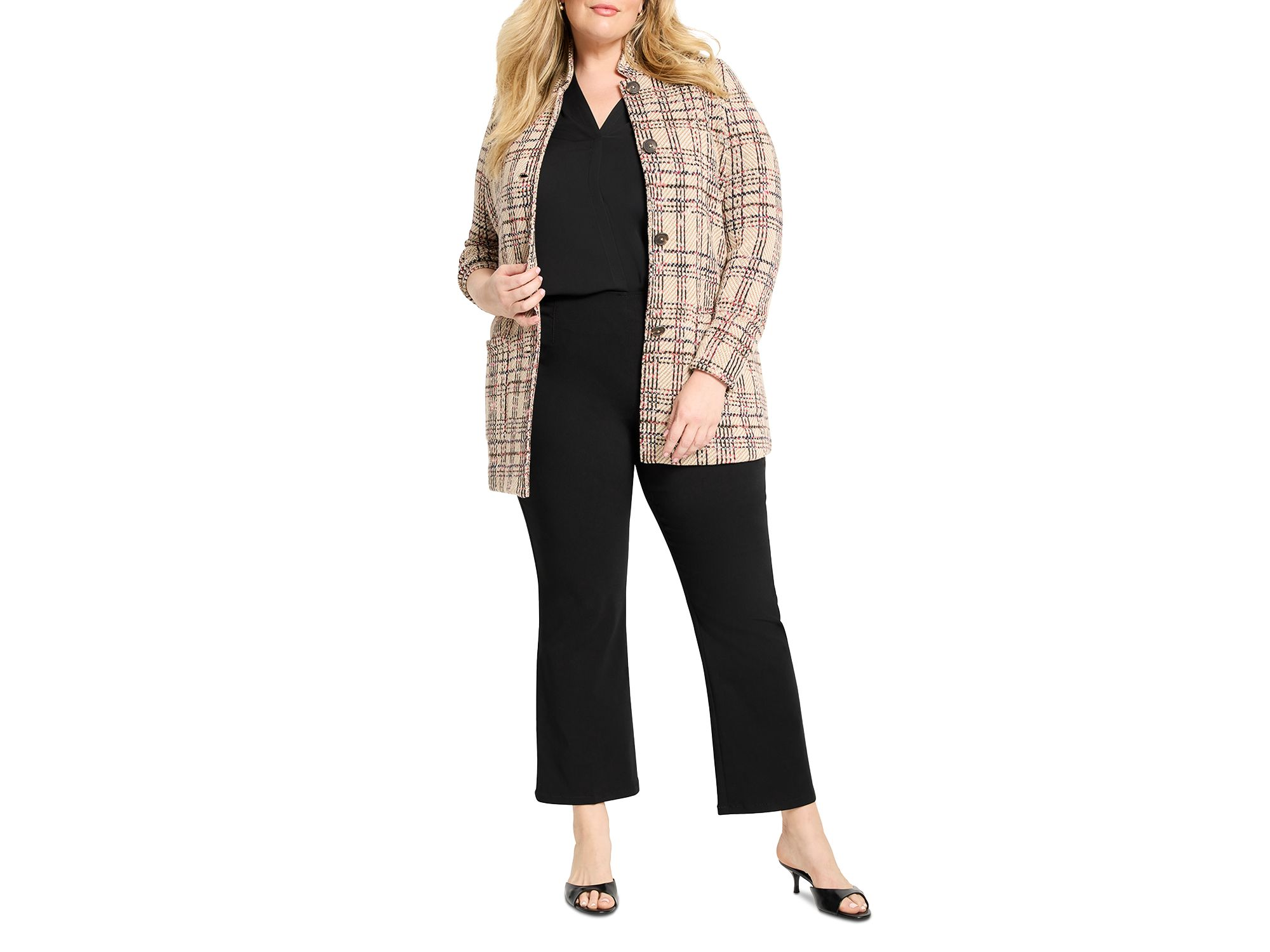Stitchy Plaid Knit Blazer — Image 4