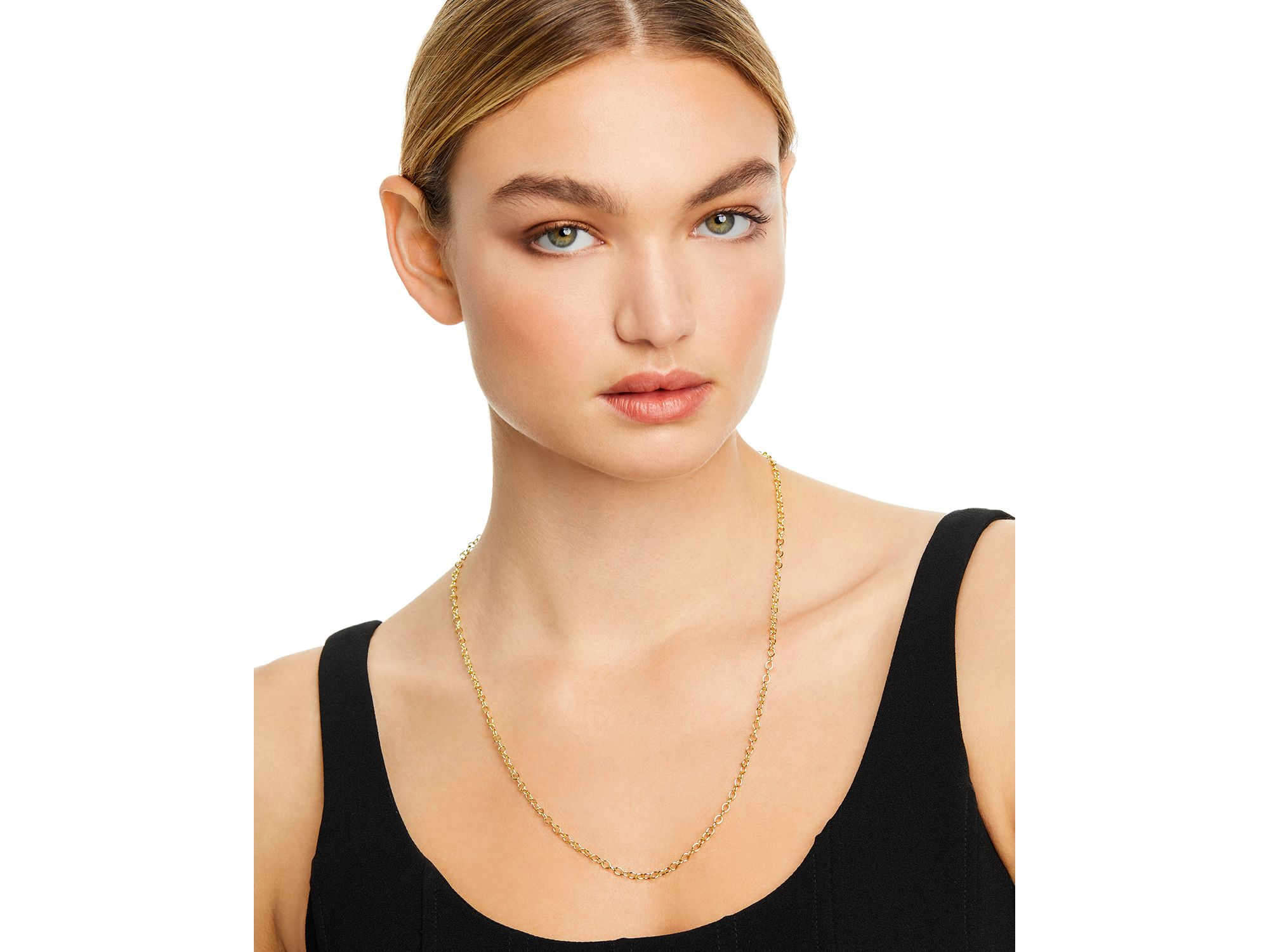 18K Yellow Gold Oval Link Chain Necklace, 24" — Image 3