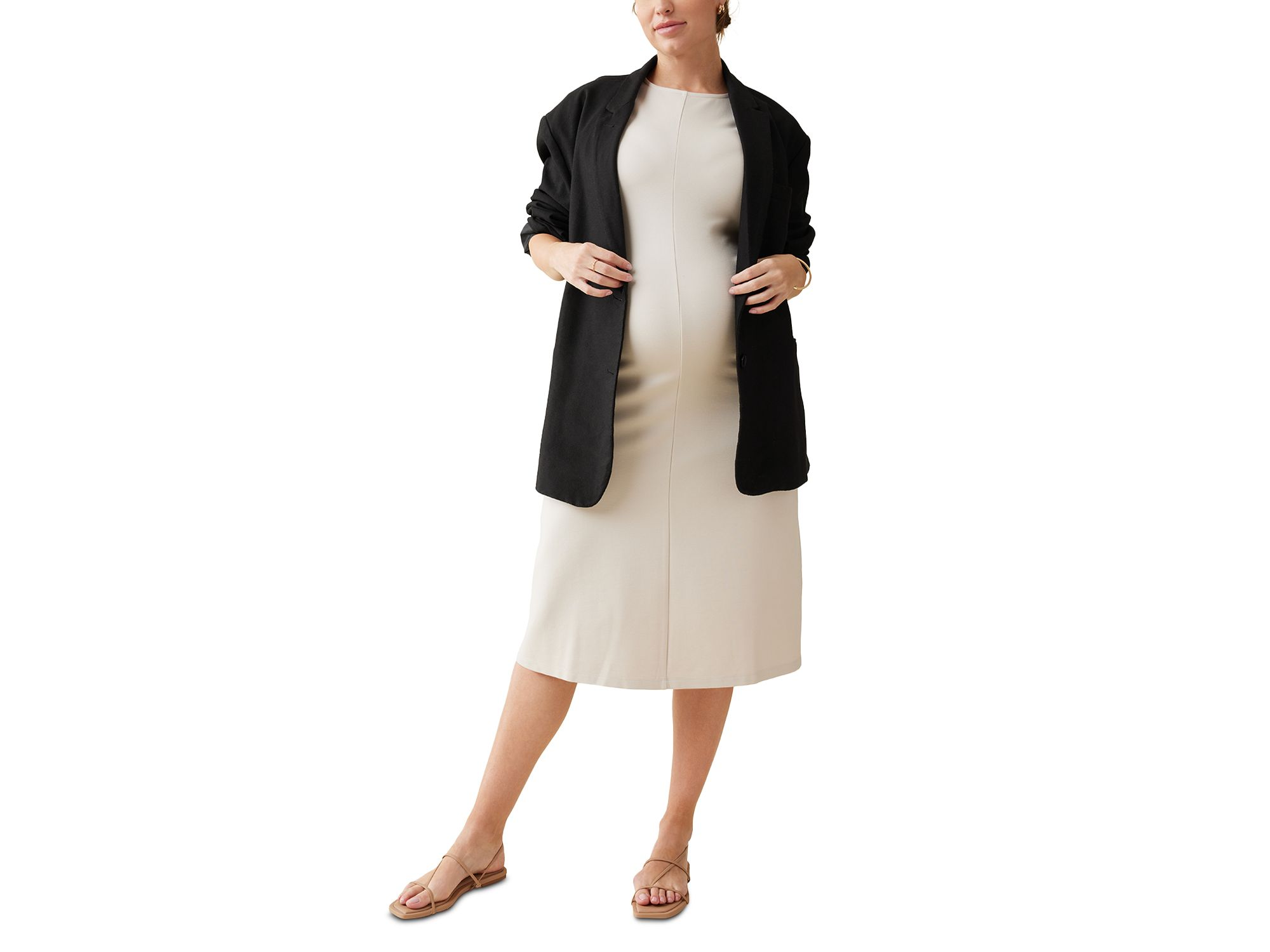 Maternity Ruched A Line Knit Dress — Image 4