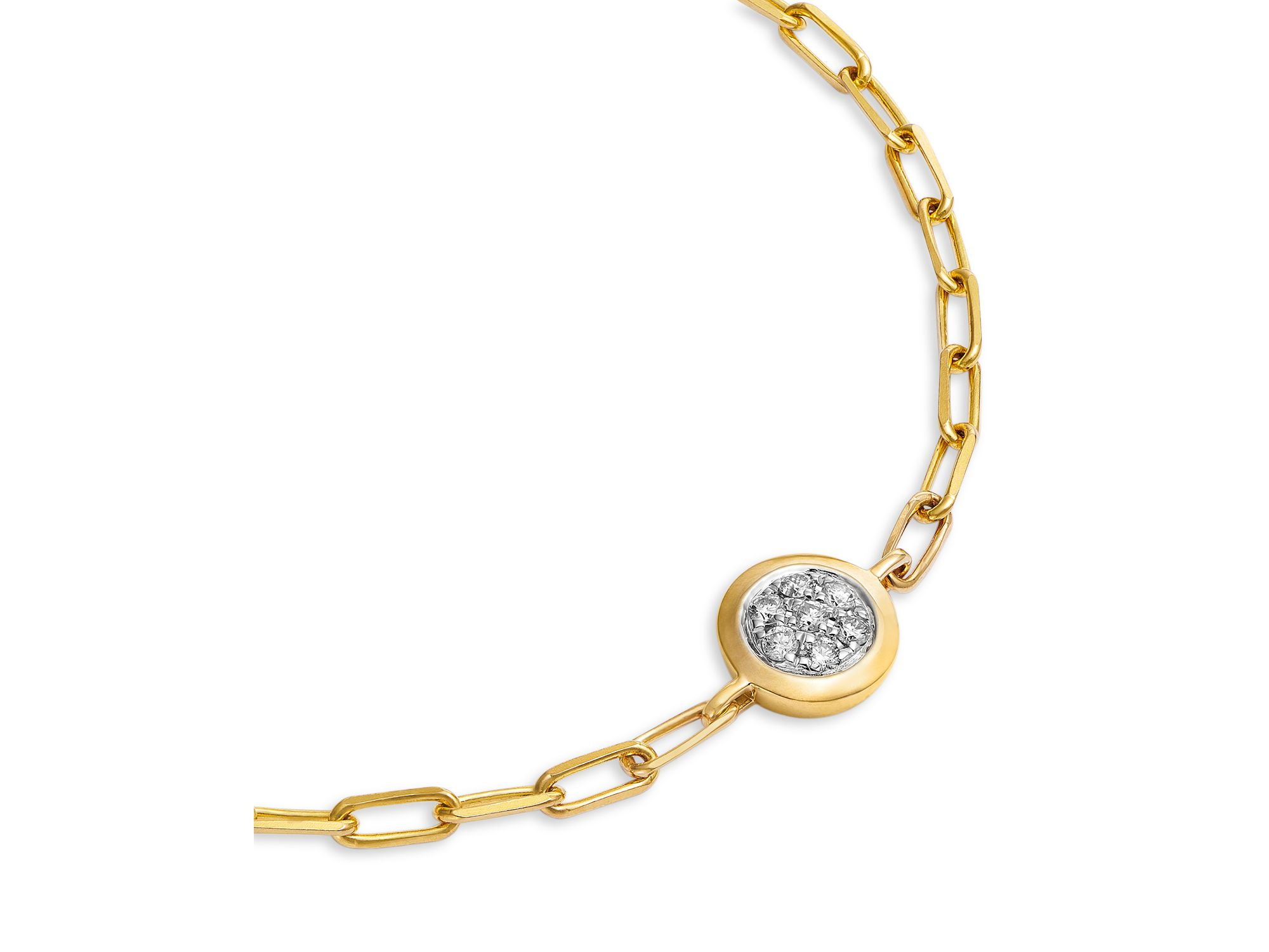 14K Yellow Gold Diamond Solitaire Chain Bracelet, 0.1 tcw — Image 3