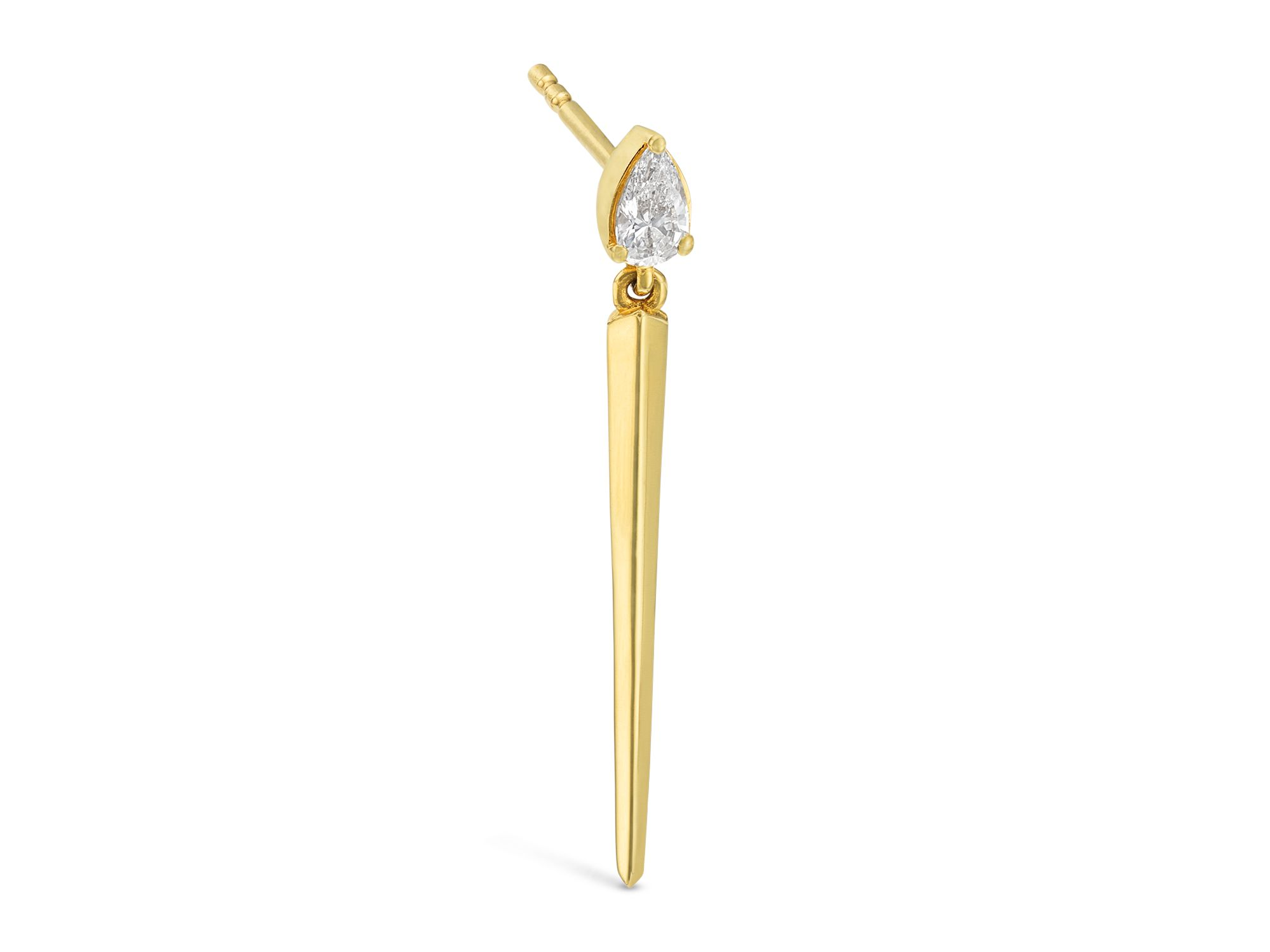 Pear Shaped Diamond Linear Drop Earrings in 14K Yellow Gold, 0.30 tcw — Image 3