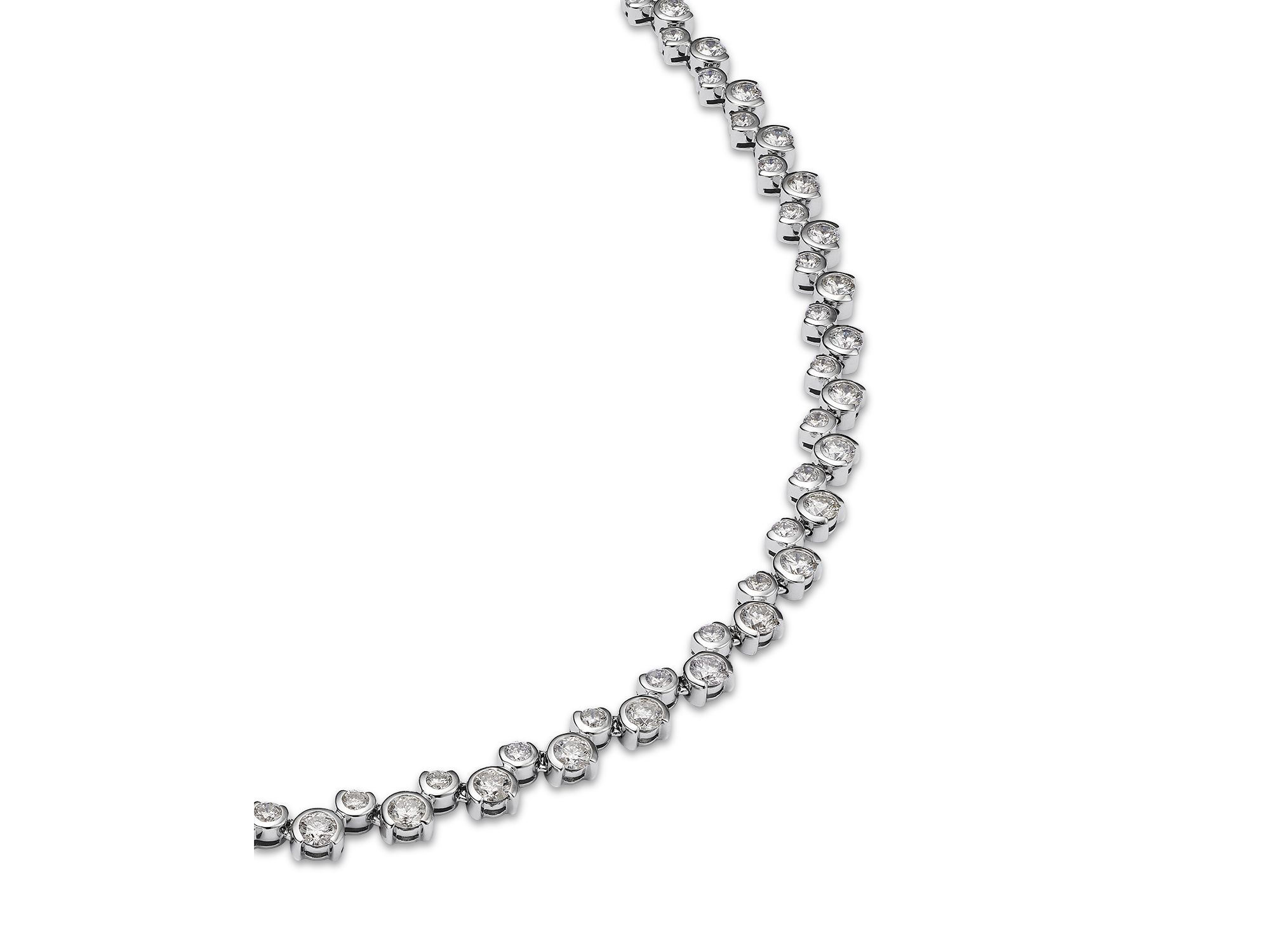 Diamond Scattered Bezel Tennis Necklace in 14K White Gold, 5.5 tcw — Image 3