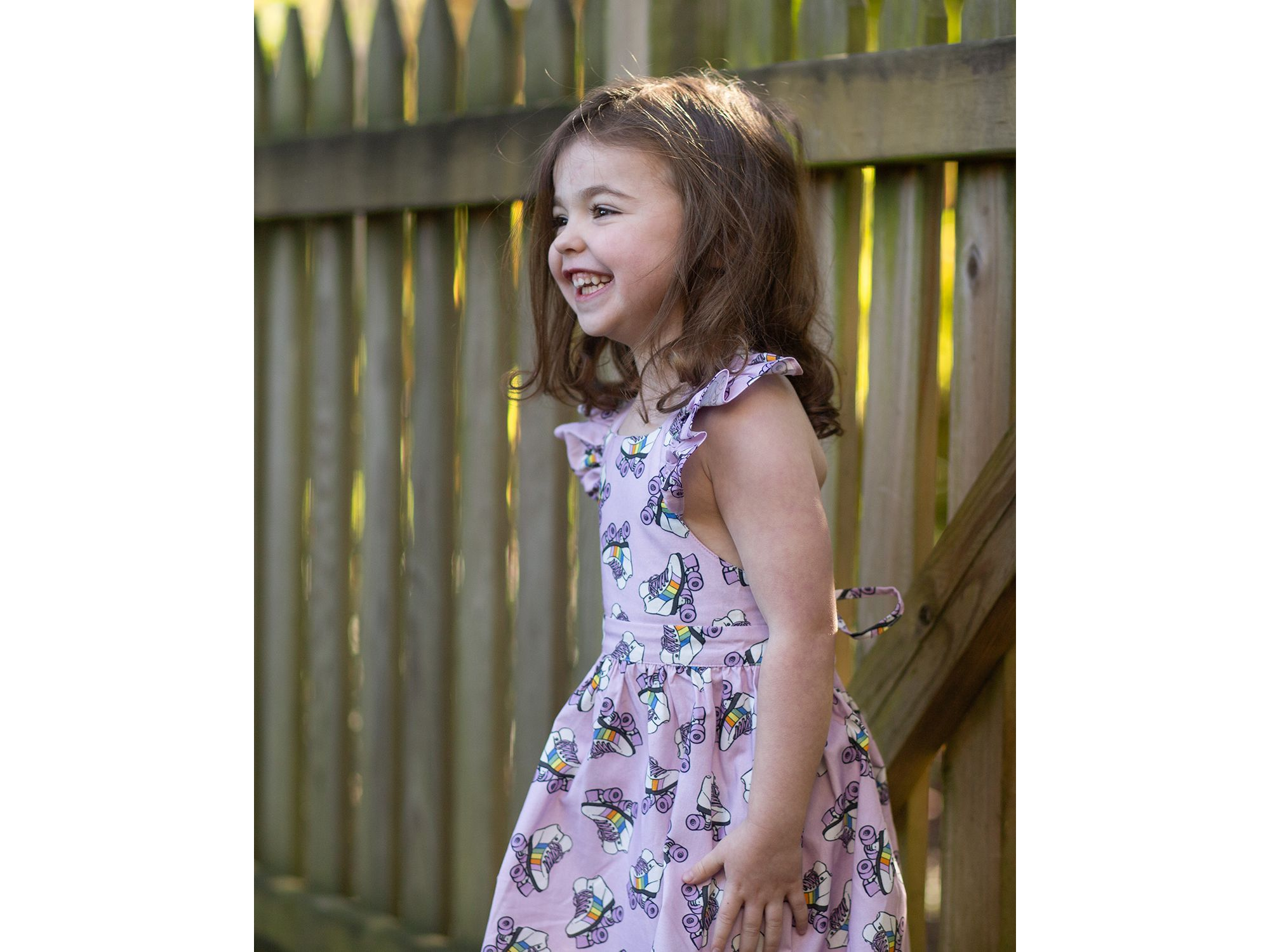 Girls' Ruffle Sleeve Dress in Rollerskates - Little Kid, Big Kid — Image 5