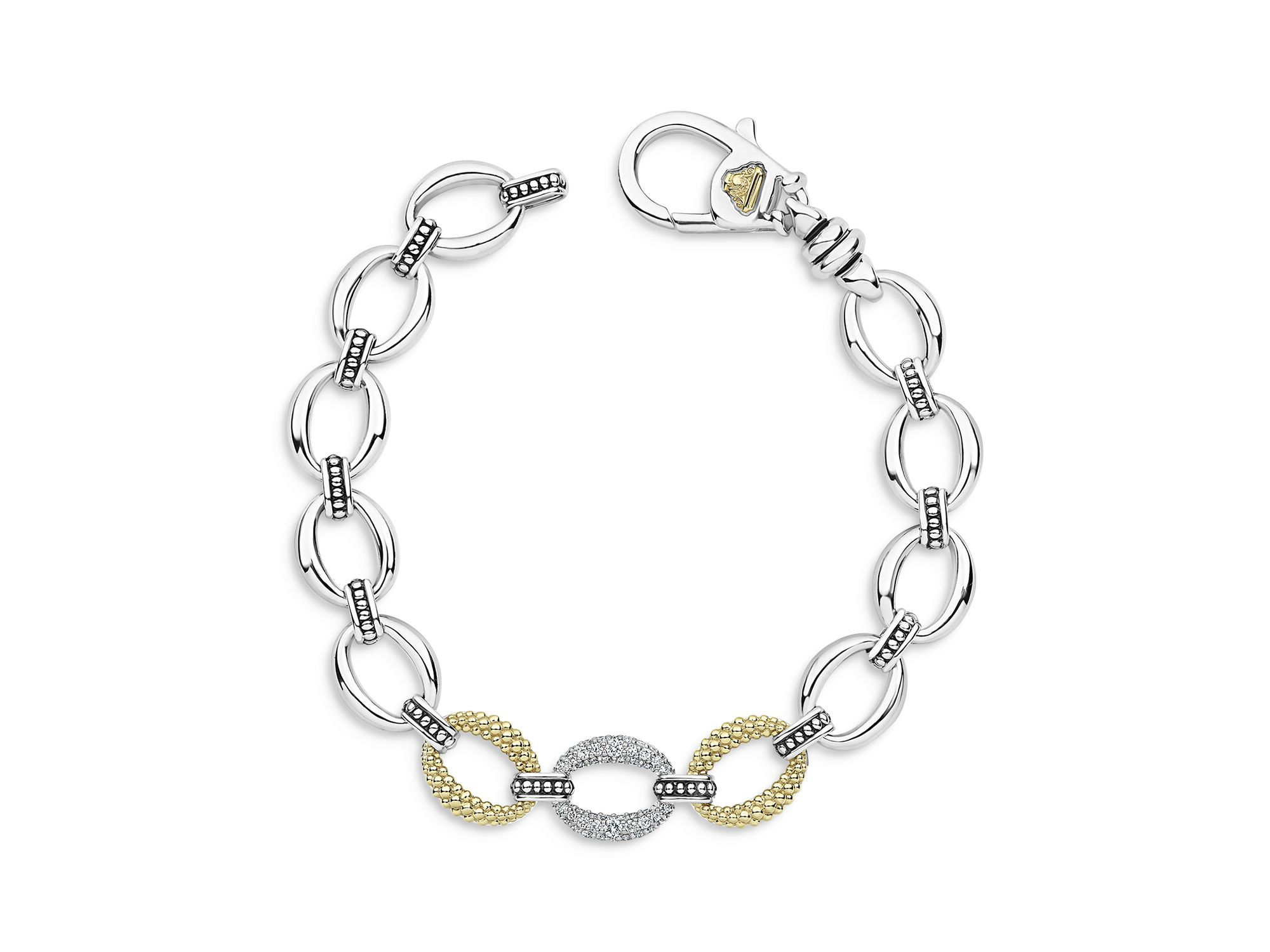 Sterling & 18K Yellow Gold Lux Diamond Chain Bracelet — Image 3