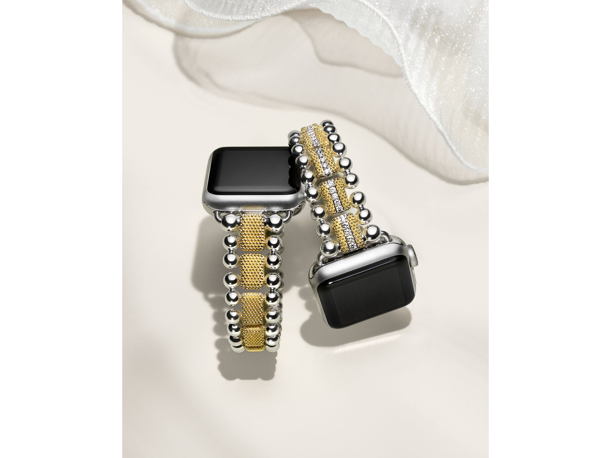 Caviar 18K Gold & Sterling Silver Beaded Apple Watch® Bracelet, 38mm-45mm — Image 3