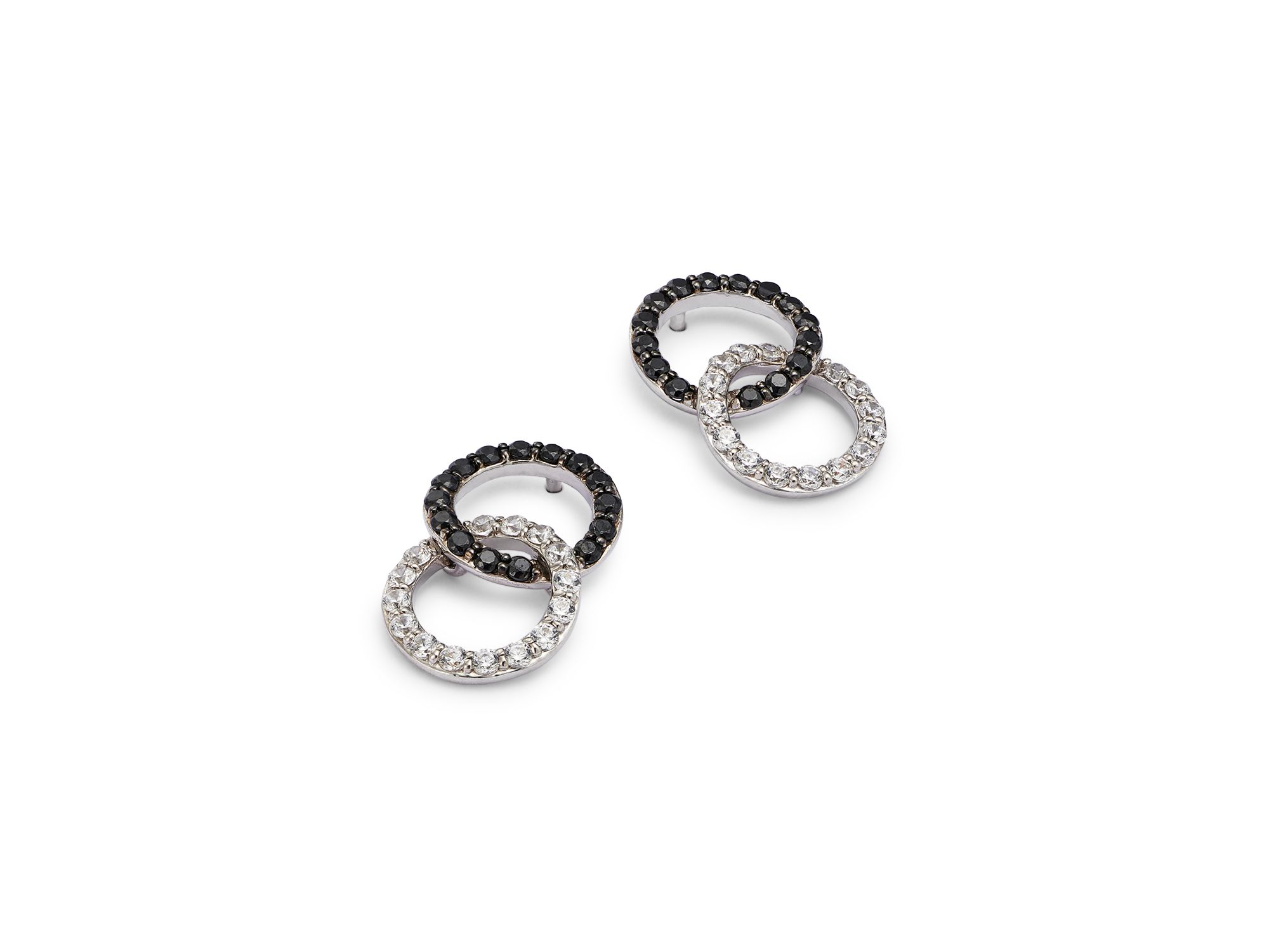 White & Black Diamond Double O Earrings in 14K White Gold, 0.50 tcw - 150th Anniversary Exclusive — Image 6